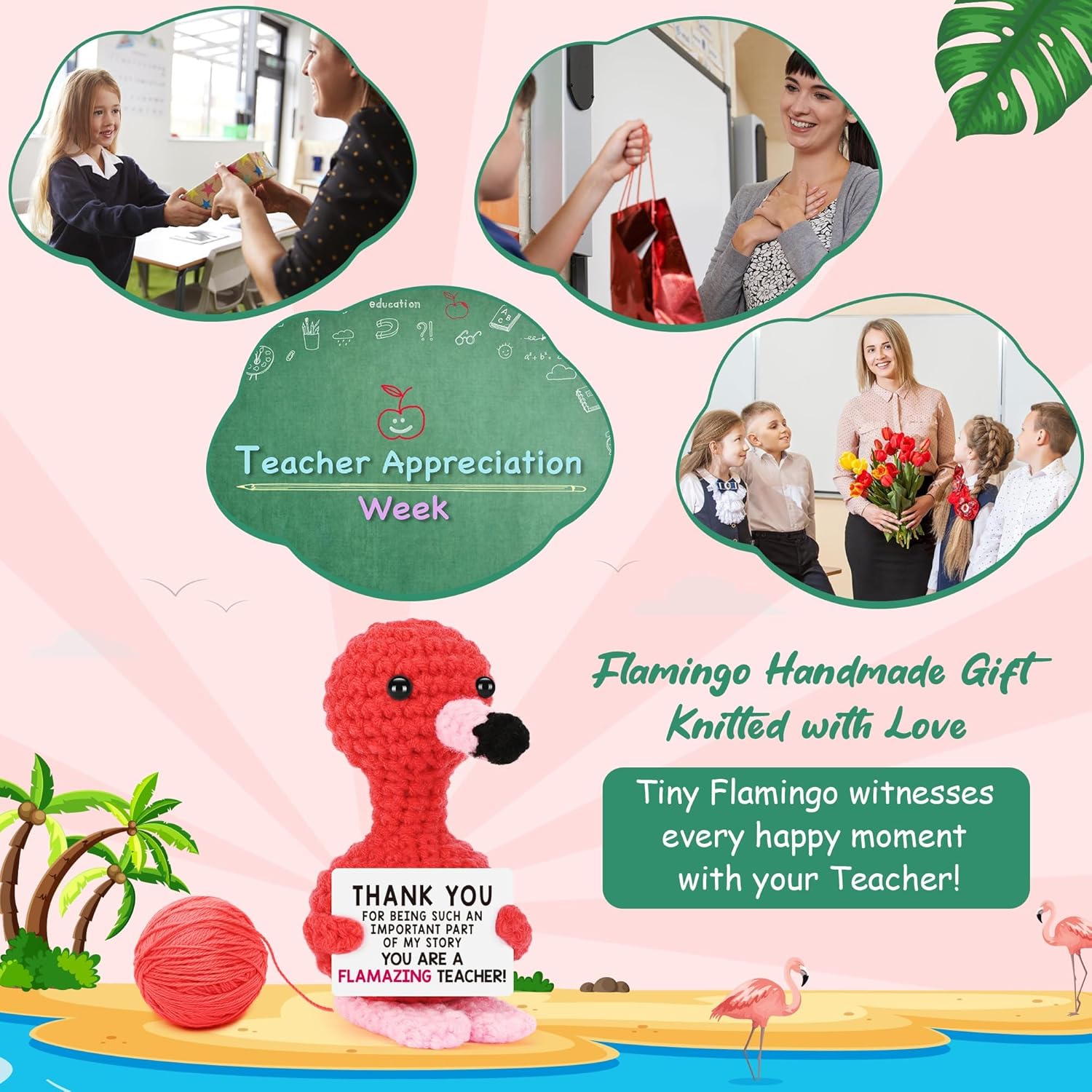 Thumbnail 4 de ALUNME Crochet Positive Flamingo Teacher Gift