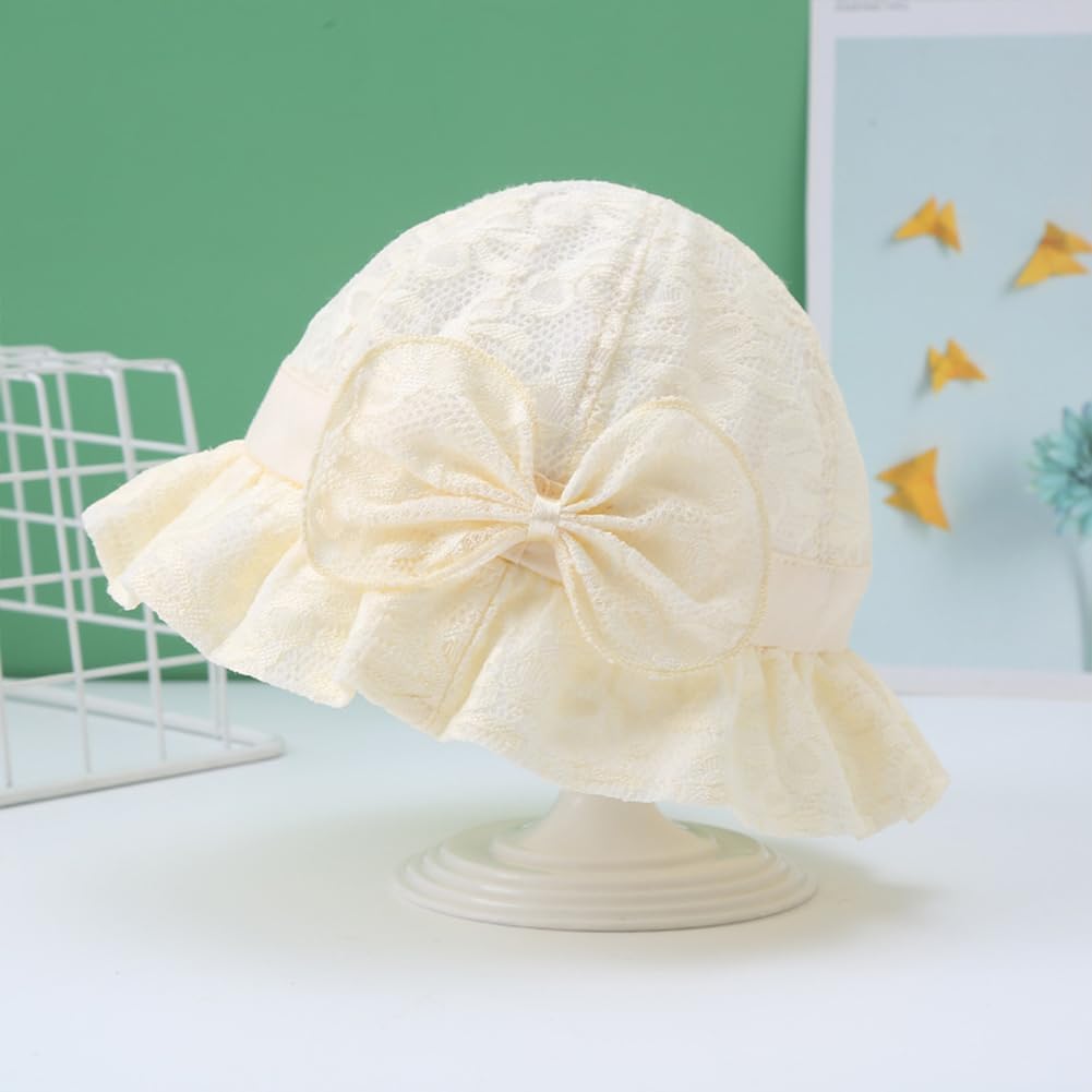 Thumbnail 1 de imKutie Baby Girl Sun Hat with Flower Lace Embroidery, UPF50+ Wide Brim Bucket Style