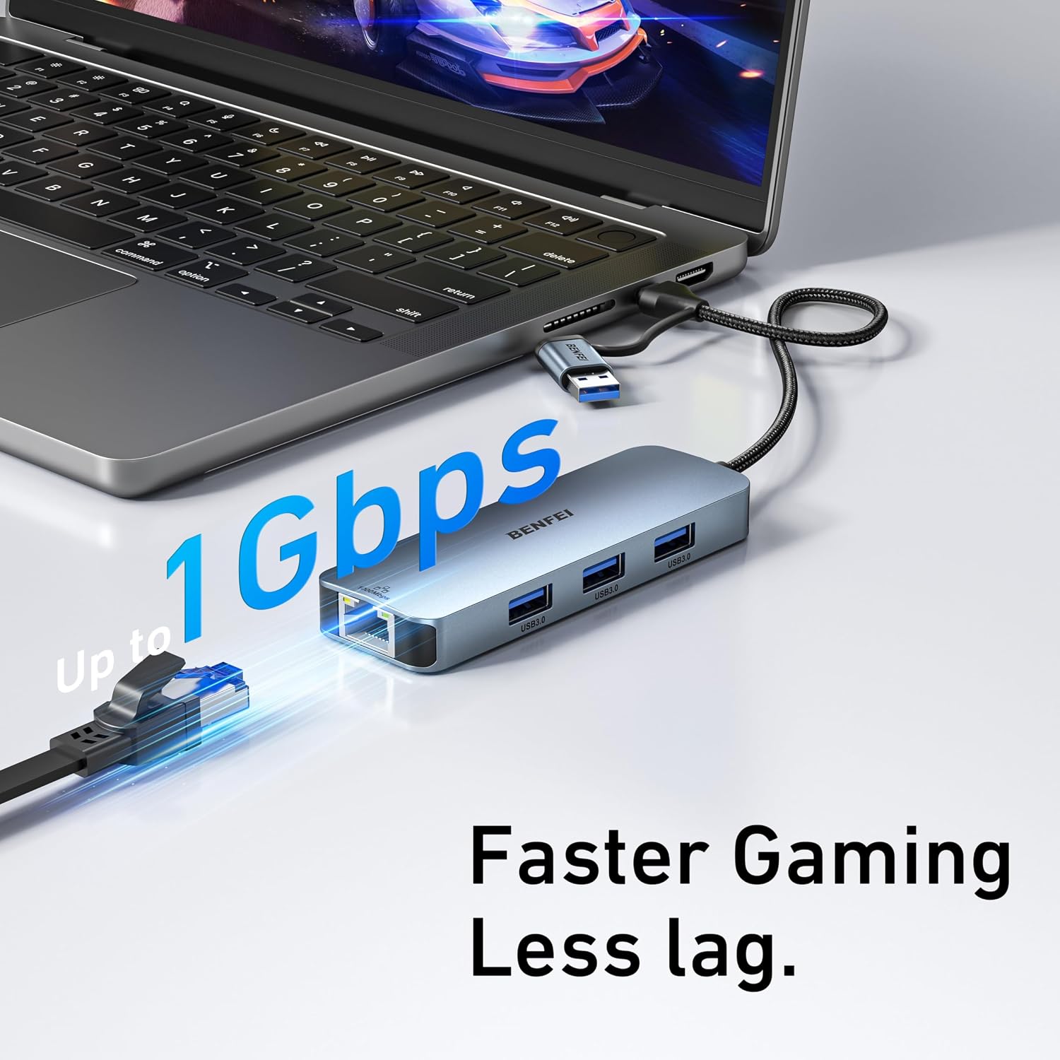 Detalle 2 de BENFEI Adaptador USB-C a Gigabit Ethernet 1 Gbps
