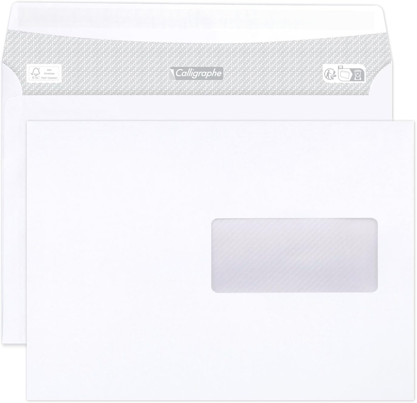 Thumbnail 4 de Calligraphe (gamme correspondance Clairefontaine) 694C - Boite de 500 Enveloppes Blanches DL-110x220mm auto-adhésives avec fenêtre 45x100