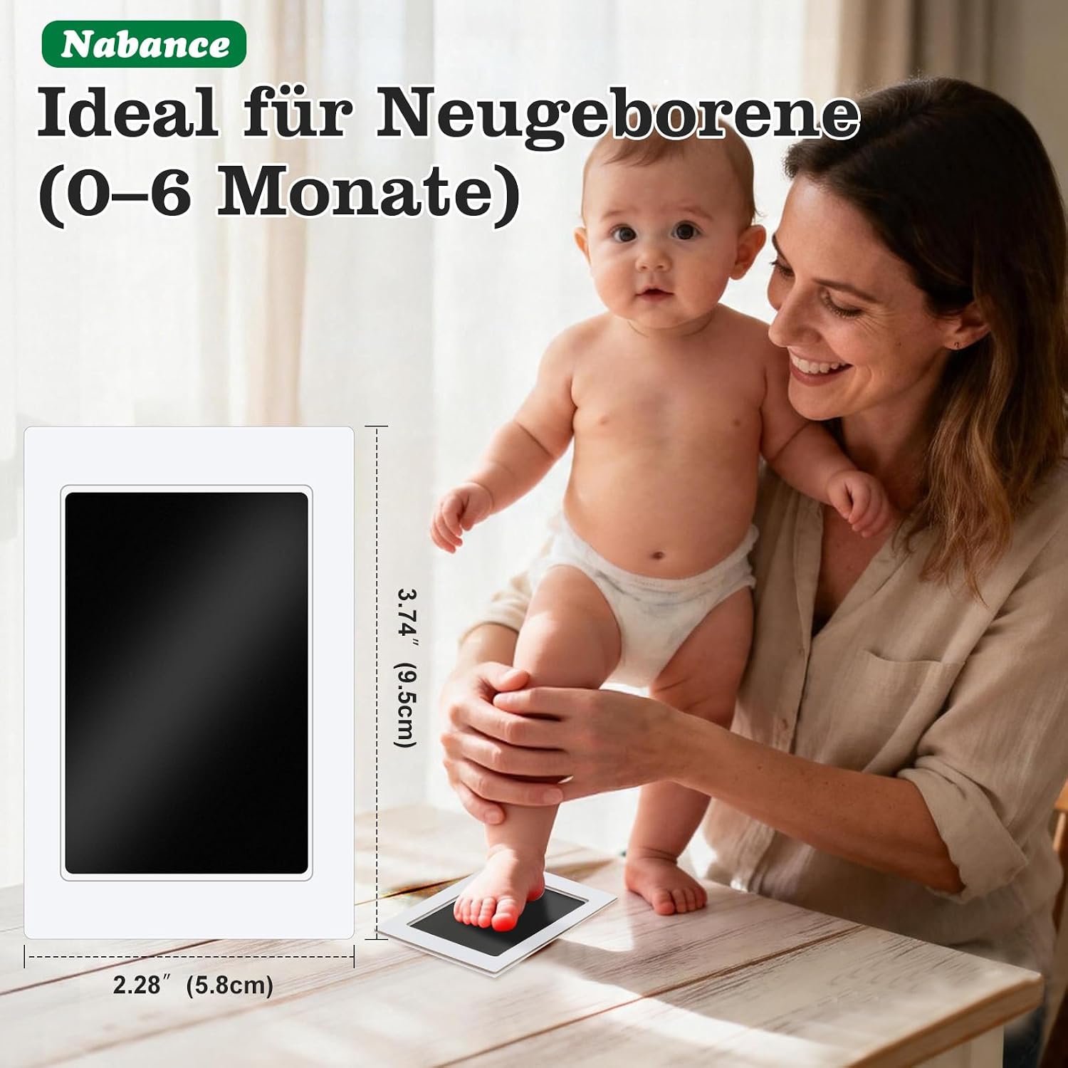 Thumbnail 3 de Nabance Baby-Fußabdruck-Set mit 6 Stempelkissen & 12 Abdruckkarten (0–6 Monate) – Hand- und Pfotenabdruck