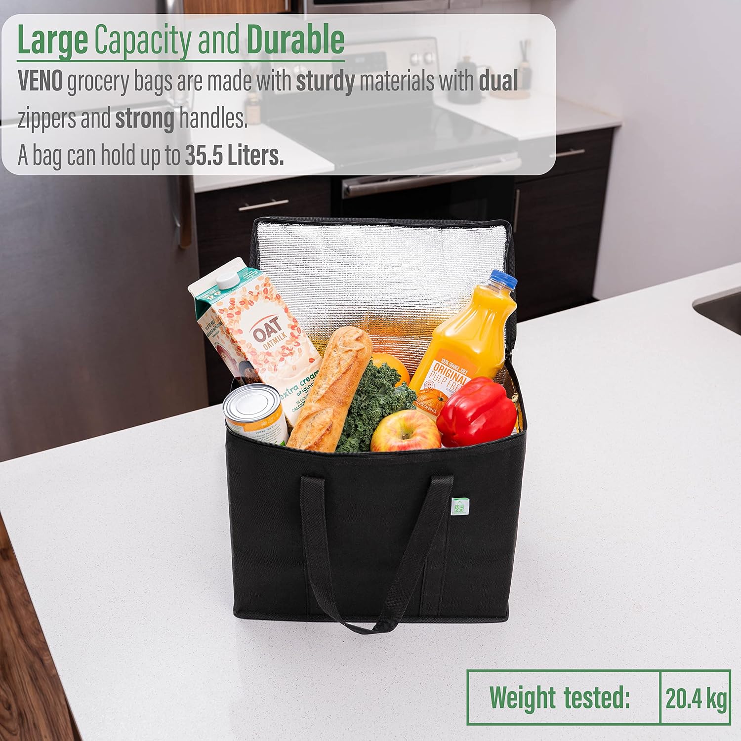 Detalle de Veno 3 Pack insulated reusable grocery bags