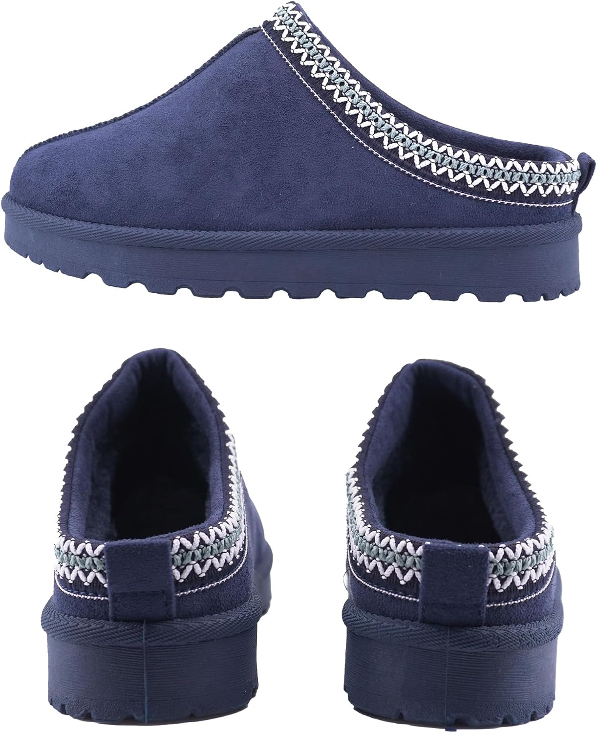 Detalle de JOMIX Chaussons femme hiver d’intérieur en effet daim, doublure douce et semelle antidérapante