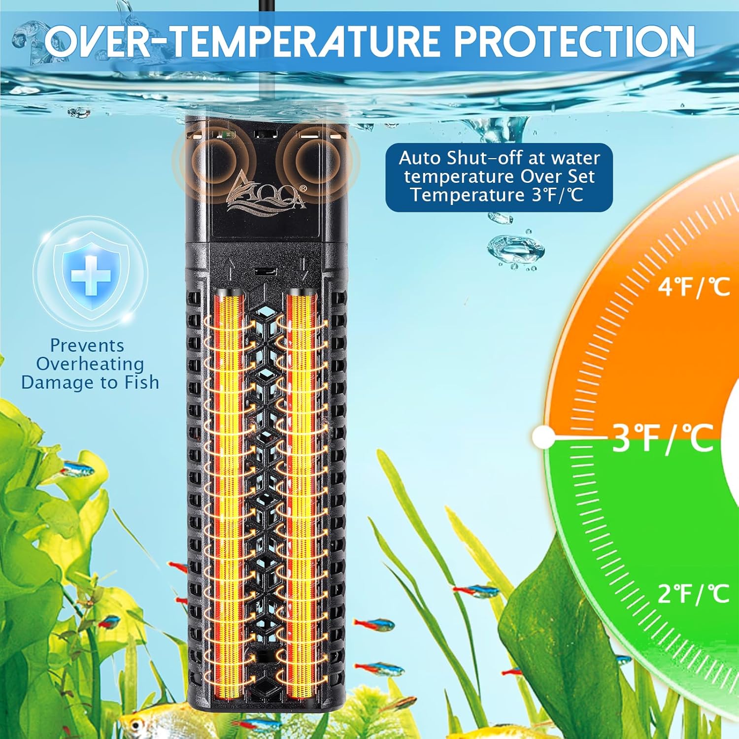Detalle de AQQA 500W Aquarium Heater for 53-80 Gallon