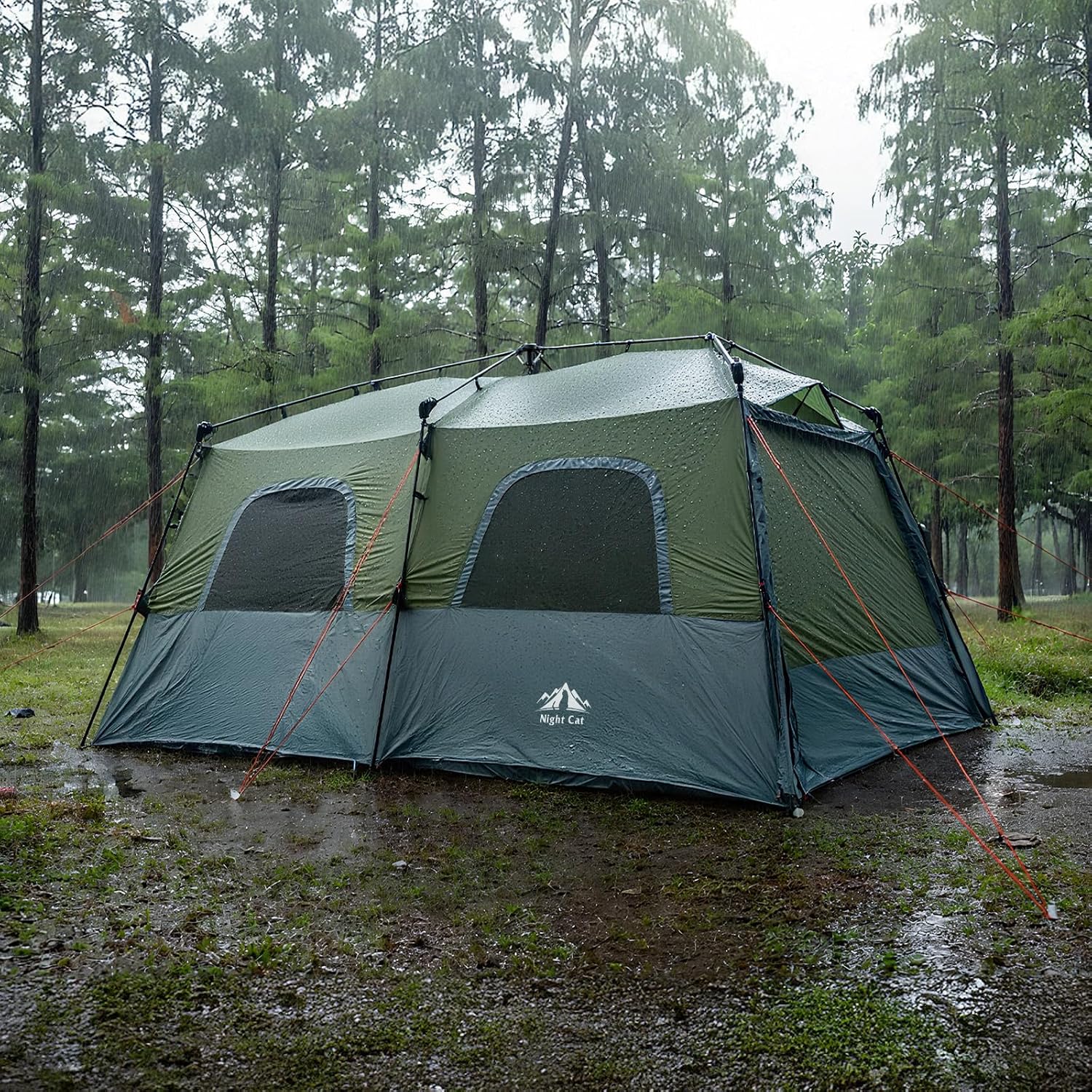 Detalle de Night Cat Pop Up Family Tent for 8 – Waterproof 2-Bedroom Cabin Tent