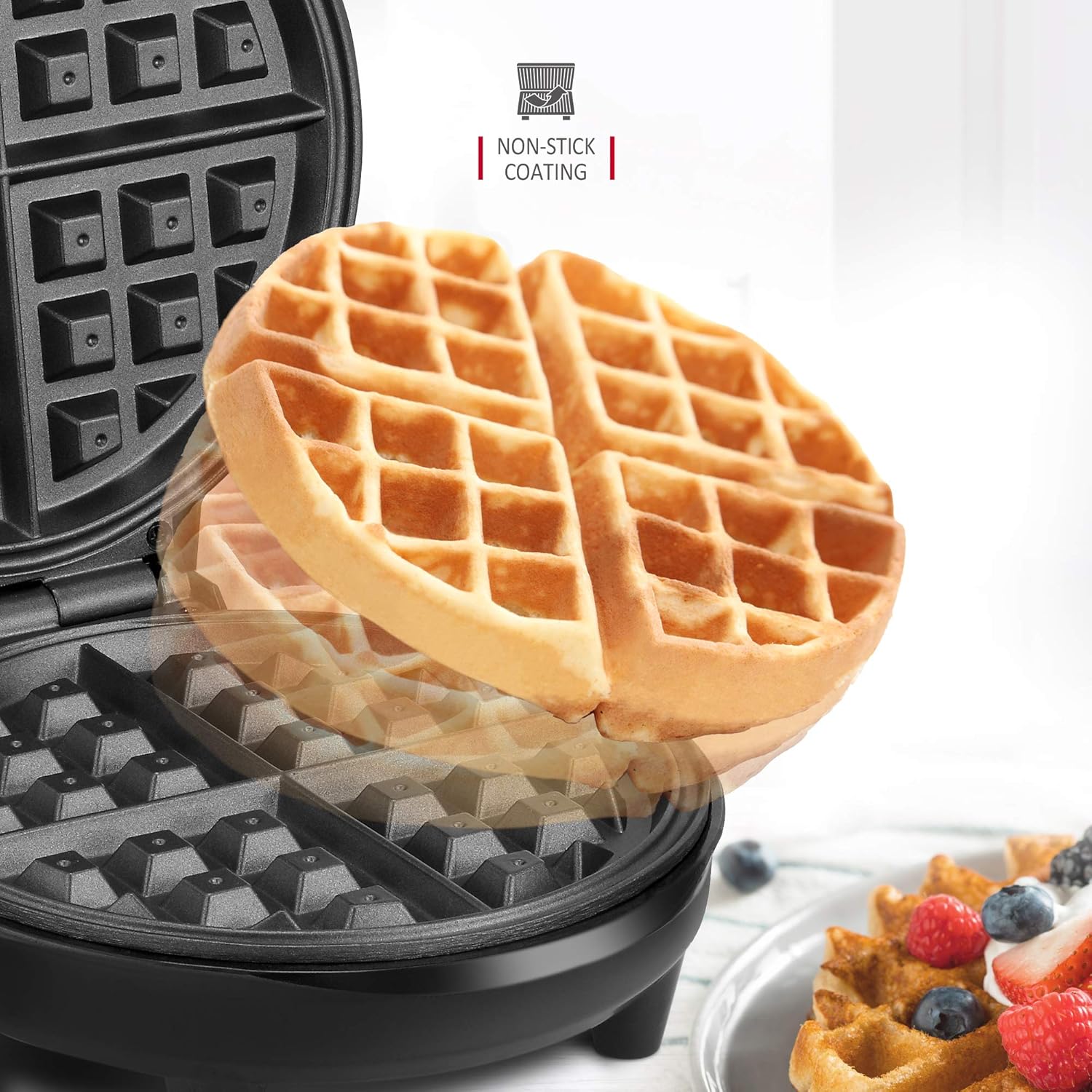 Thumbnail 3 de NETTA Belgian & American Round Waffle Maker (700W) with Adjustable Temperature Control
