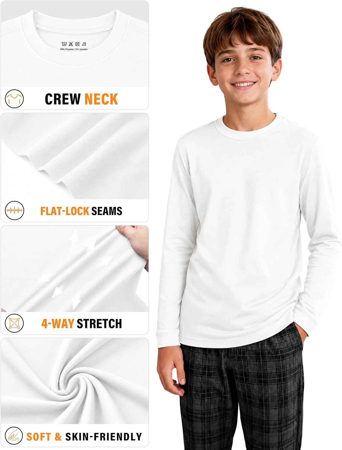 Detalle de Roadbox Boys' Compression Thermal Shirt, Fleece-Lined