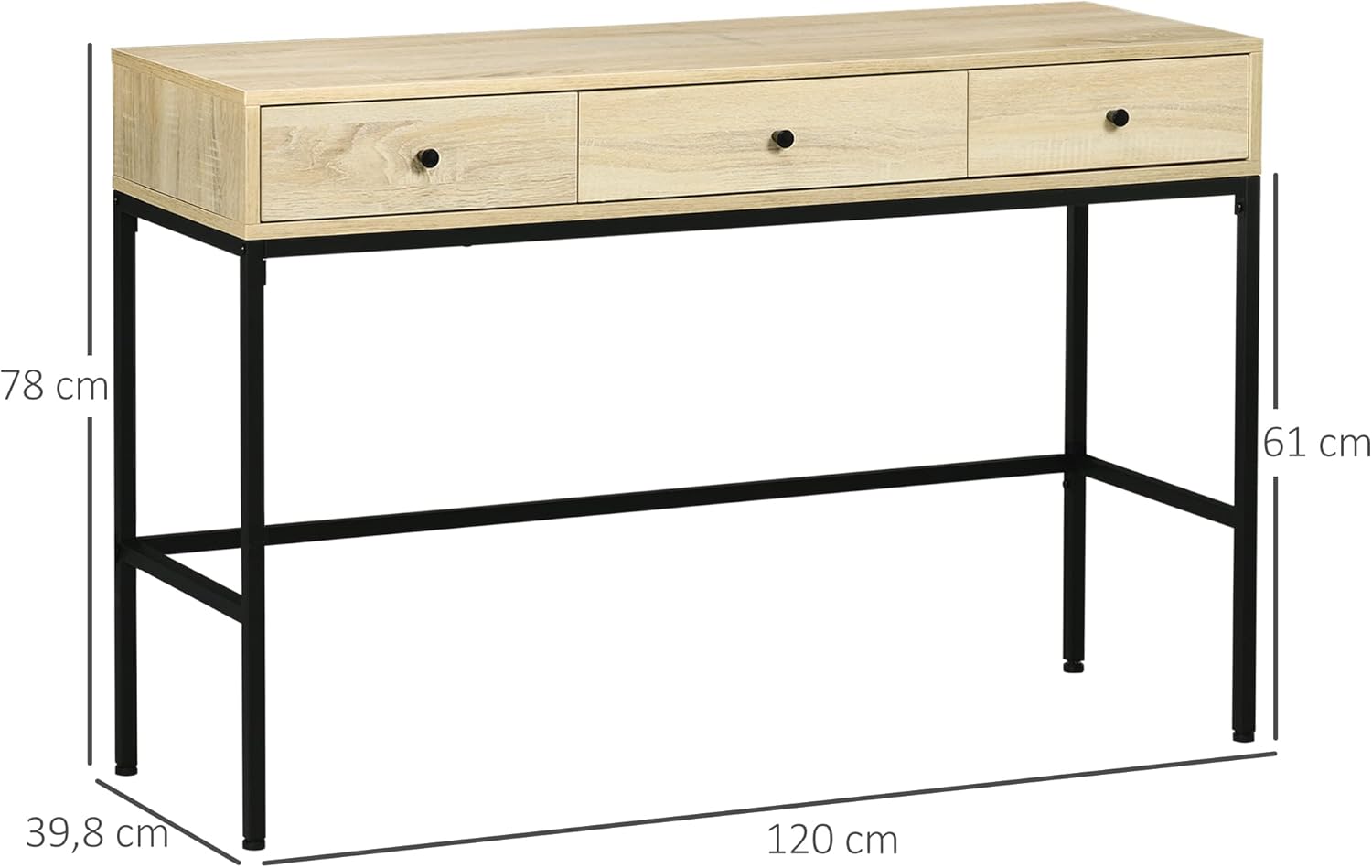 Detalle de HOMCOM Table Console 120 x 39,8 cm Effet bois