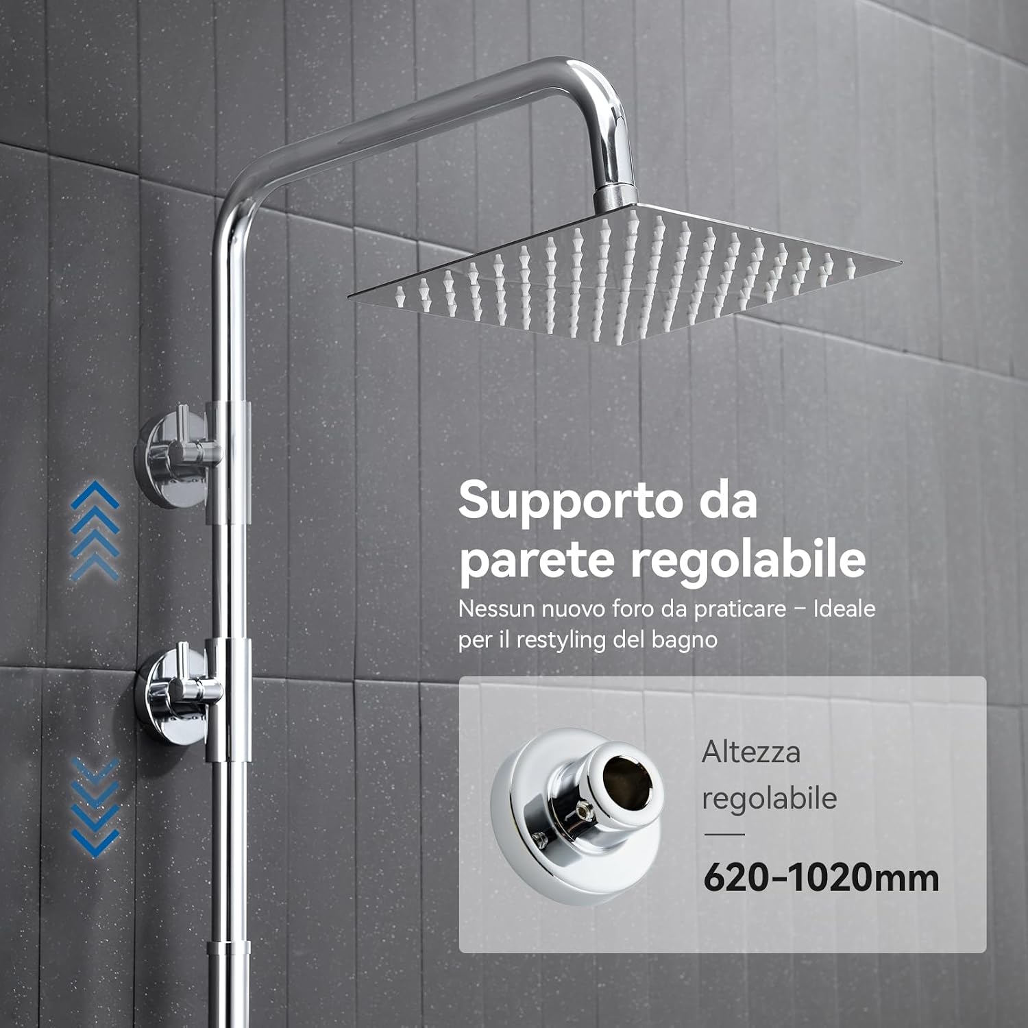 Detalle de Auralum Colonna Doccia senza Miscelatore in Acciaio Inox 304, Altezza 72–110 cm con Soffione e Doccetta
