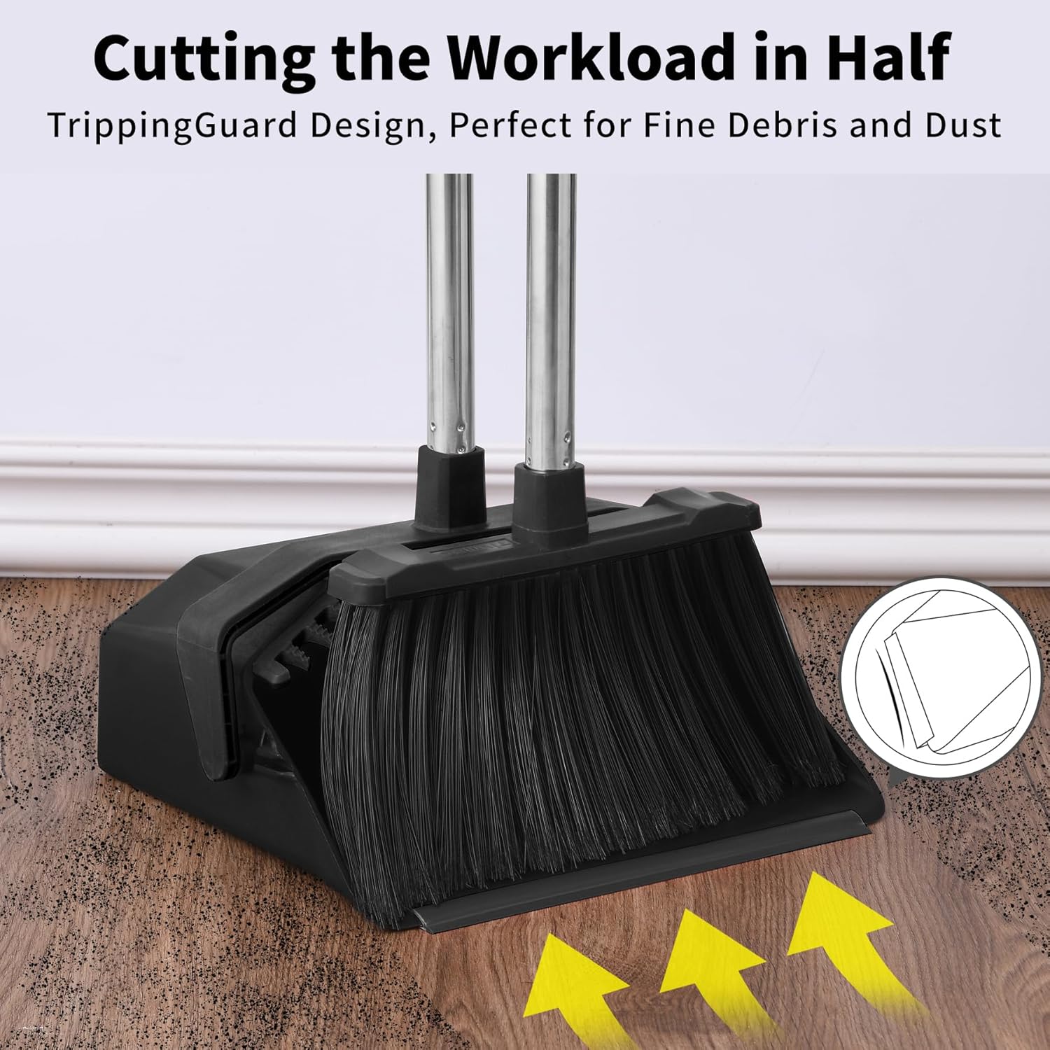 Thumbnail 4 de Tiumso Commercial Broom and Dustpan Set (3-Pack) with 51" Handles — Industrial Grade, Large Sweep for Hall, Lobby, Office, and Garage