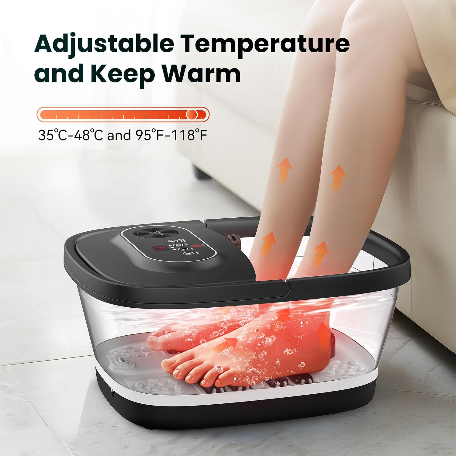 Detalle 2 de Snailax Bañera Masajeador para Pies 🌊 Con Calor y Burbujas