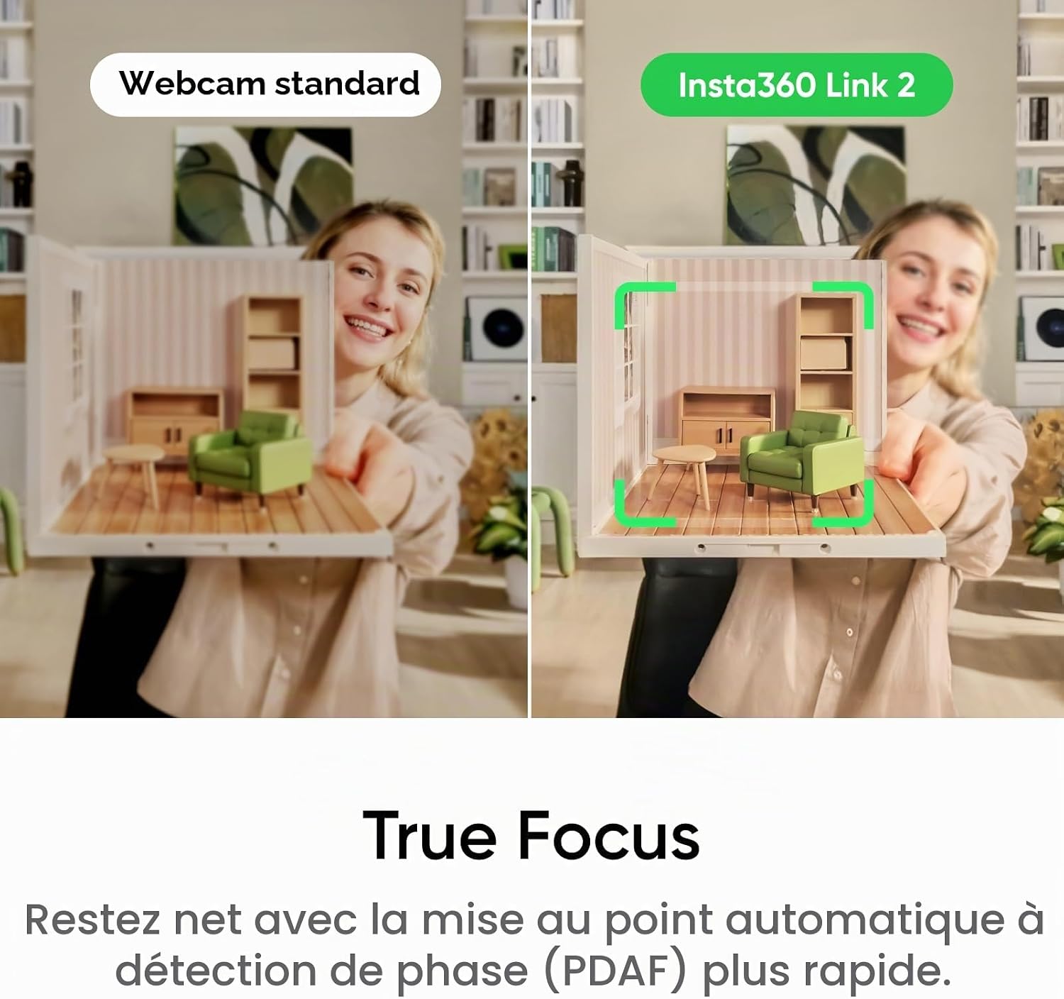 Thumbnail 5 de Insta360 Link 2 Standard Bundle 4K-webcam met 1/2 inch CMOS-sensor, AI-tracking en HDR