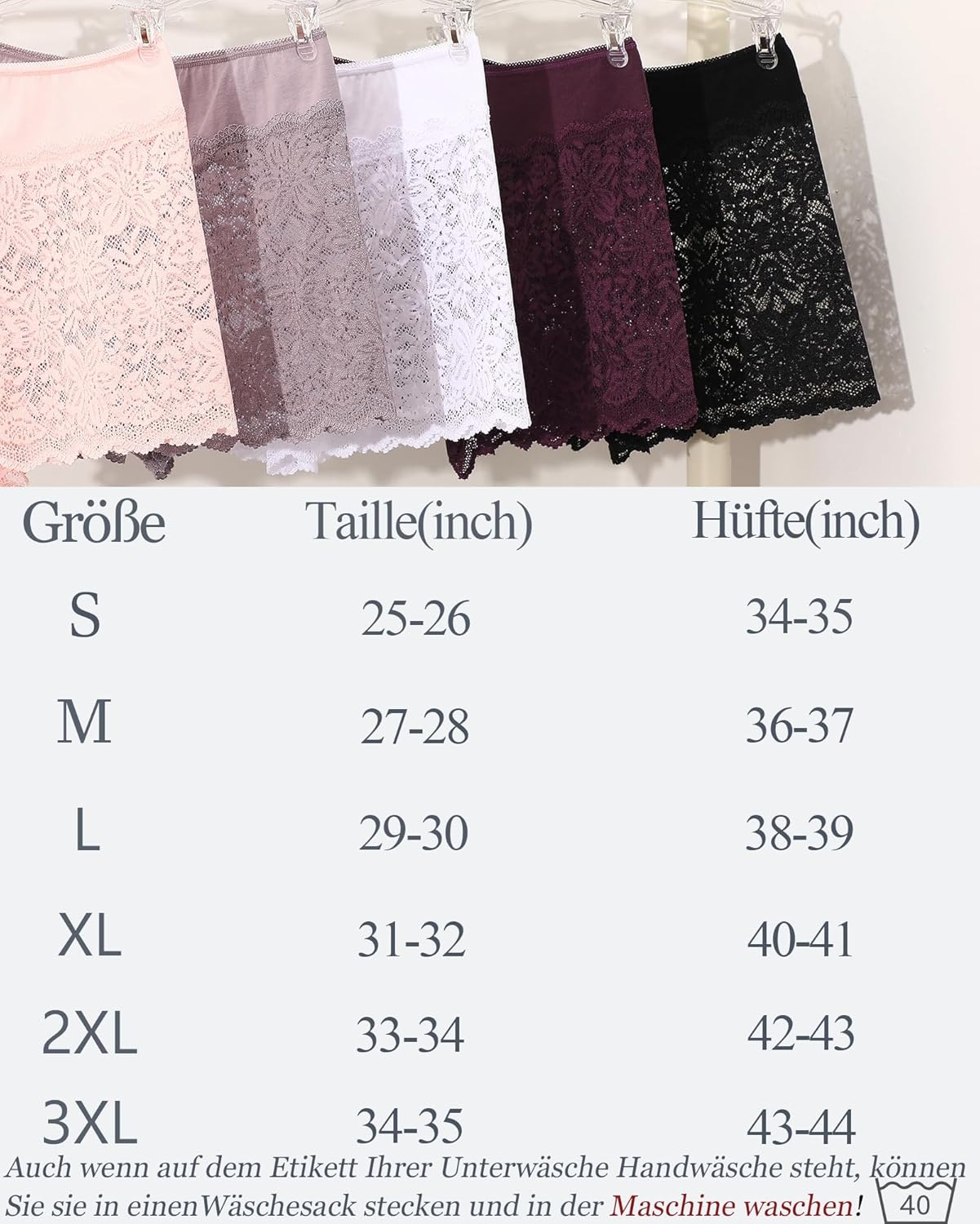 Thumbnail 5 de ALL OF SHE lot de 5 boxers femme en dentelle et coton stretch