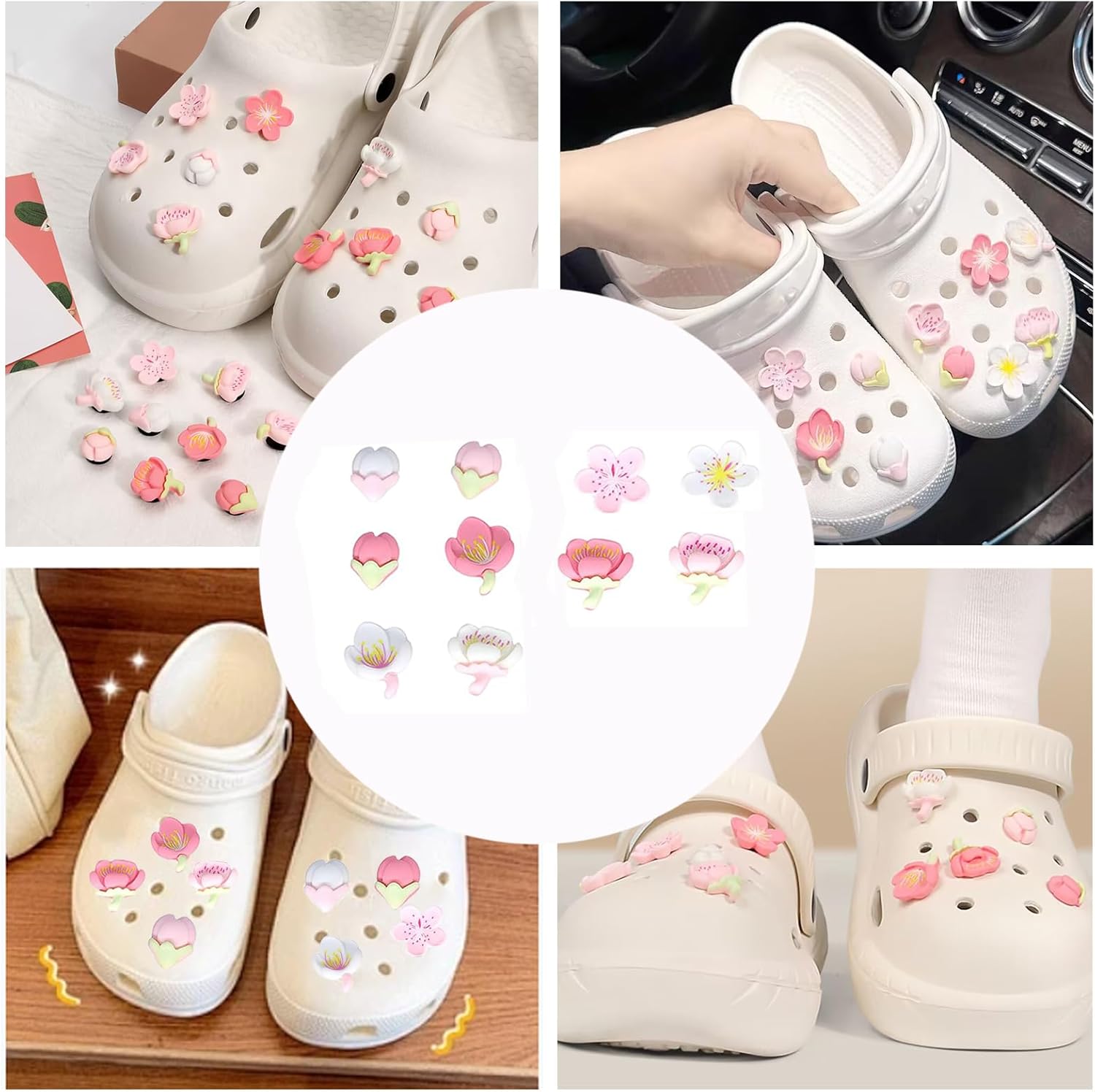 Thumbnail 6 de HJDJBD 12 colgantes Crocs flores Sakura