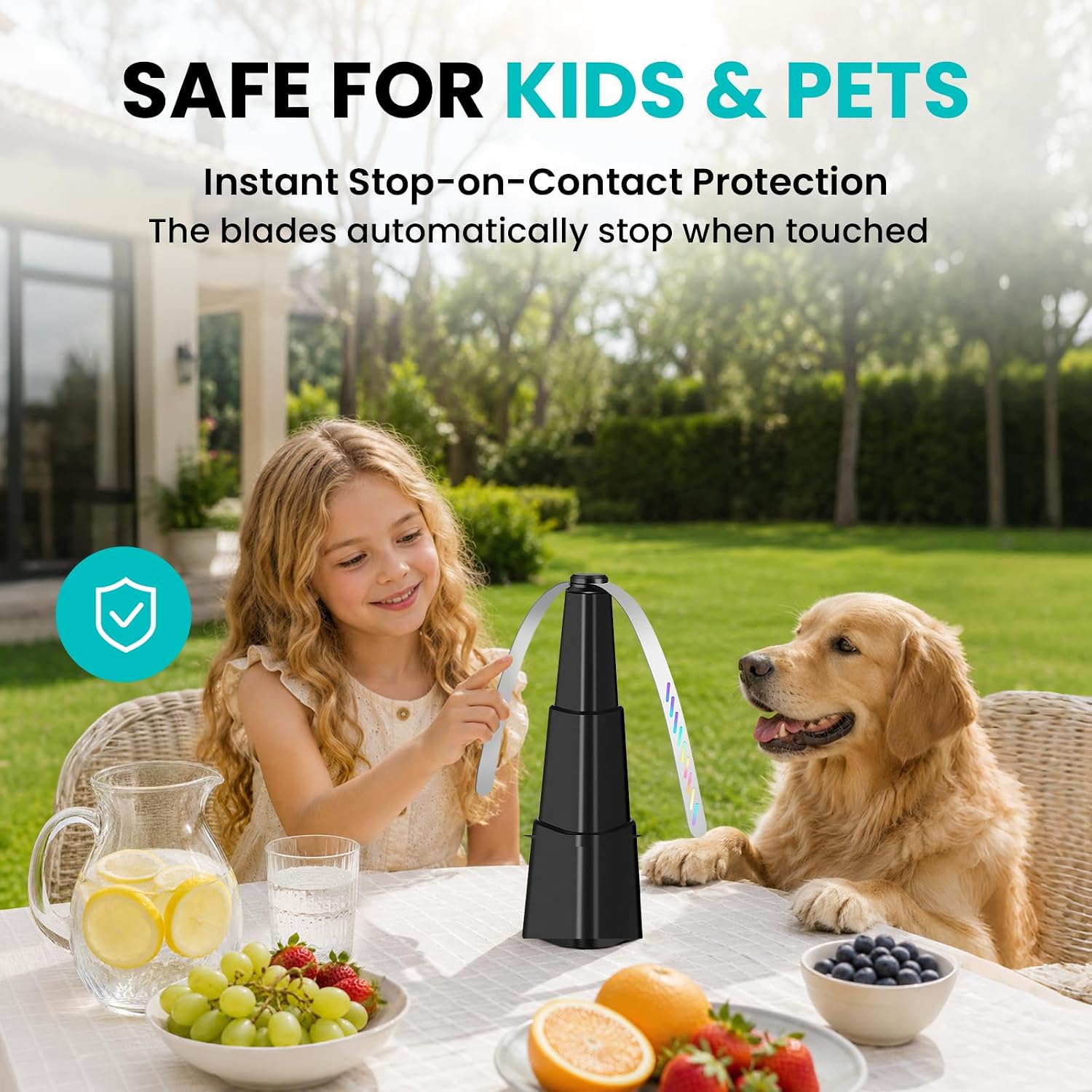 Detalle de Fly Fans for Tables – 4 Pack: Holographic Blade, Battery-Powered Fly Deterrents for Indoor & Outdoor use