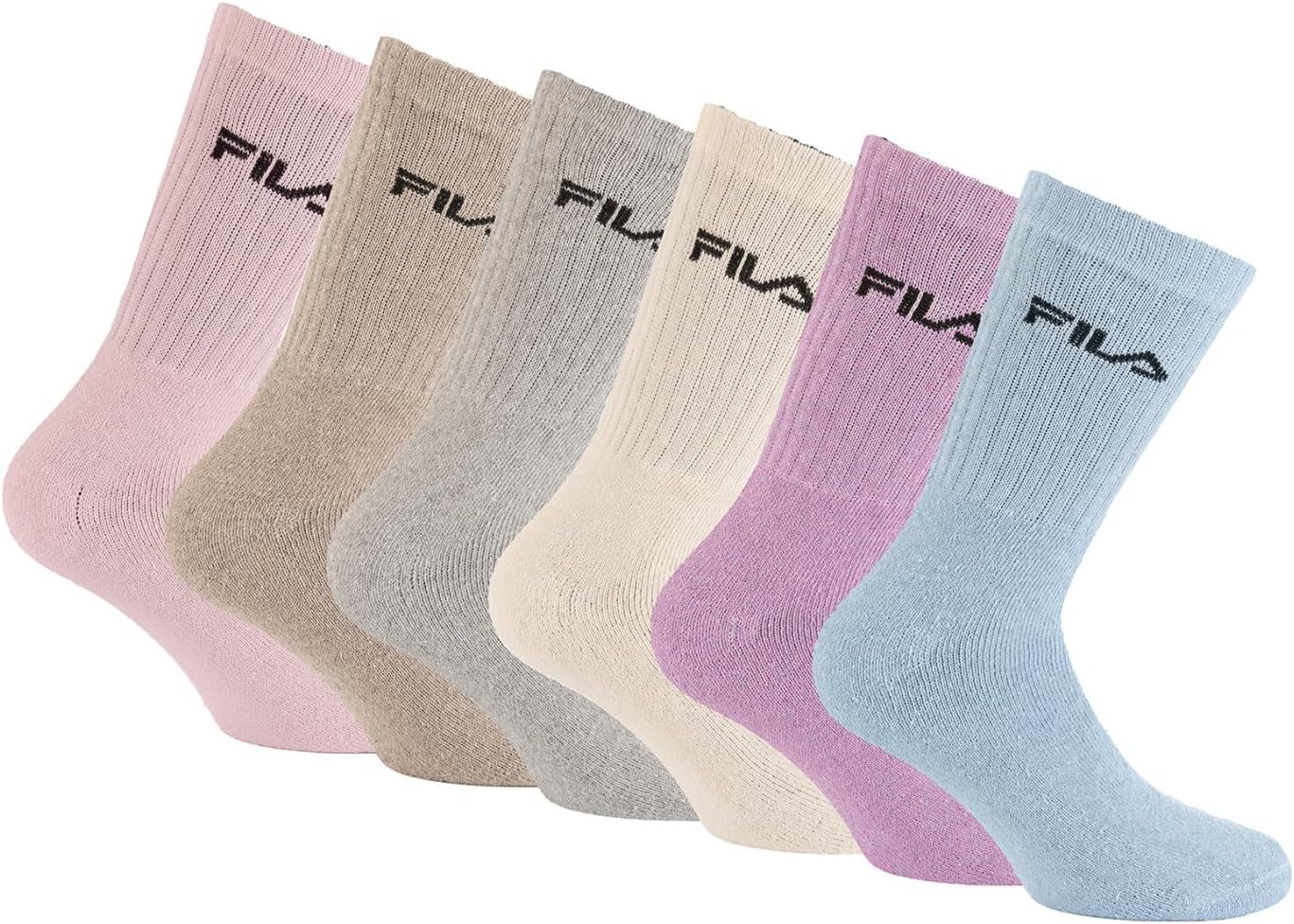 Detalle de Chaussette Homme Tennis – Lot de 6, FILA, Taille 43-46 (Gris/Marron/Bordeaux A)