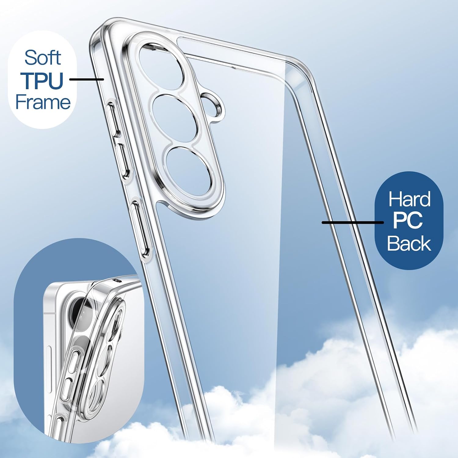 Thumbnail 5 de JETech Case for Samsung Galaxy S26 – Clear, Shockproof Back with Lens Protection