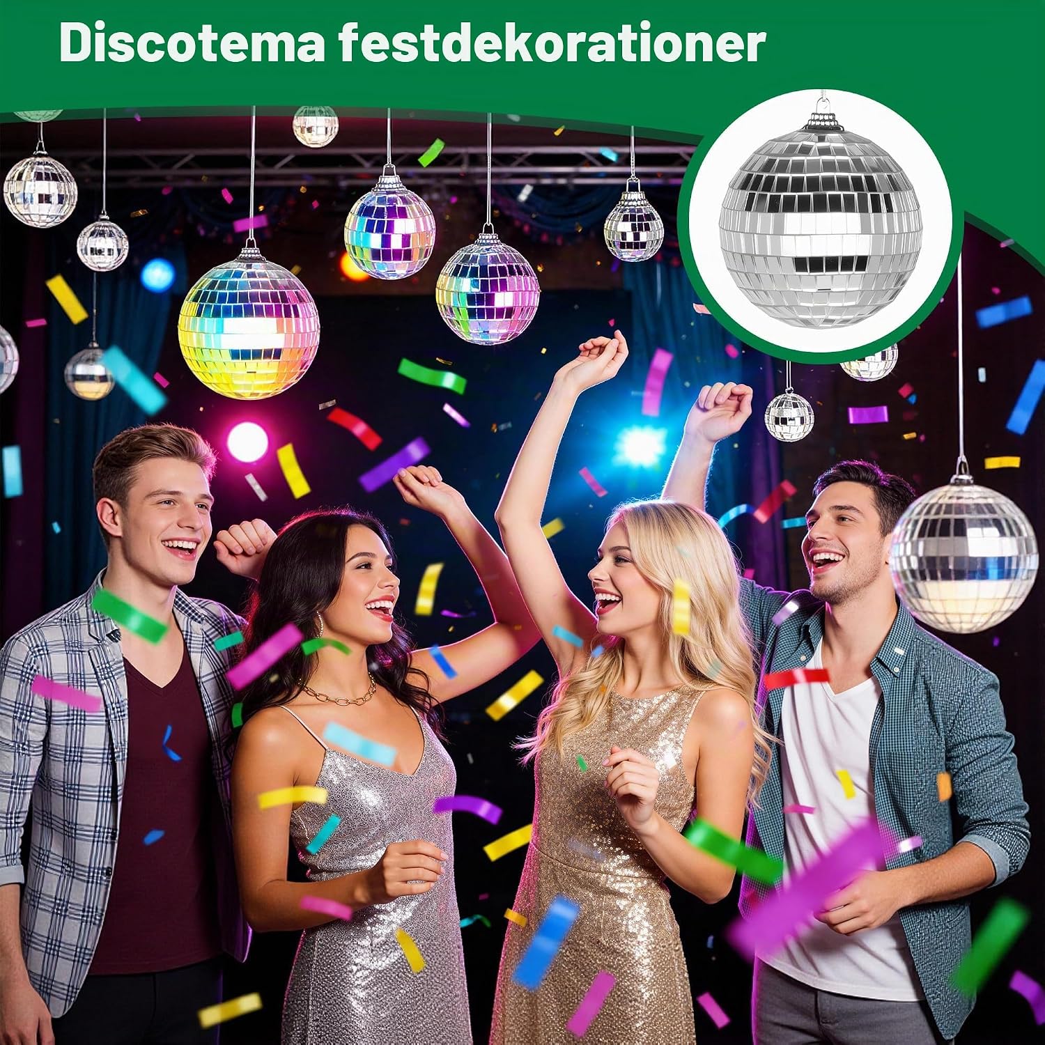 Detalle de ACOMTUO hängande discokulor, 32 spegelbollar i fem storlekar