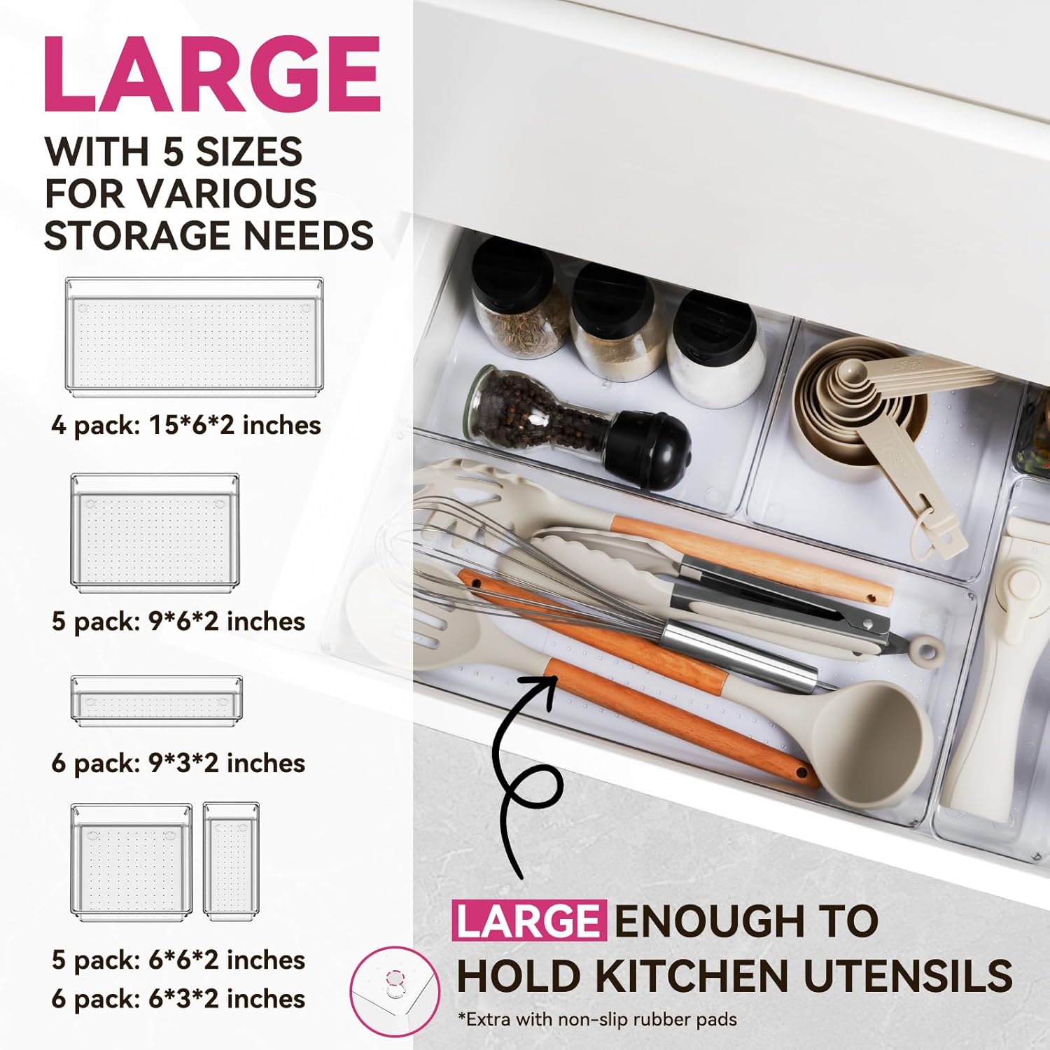 Thumbnail 1 de Criusia Large Drawer Organizer Bins 26-Pack for Kitchen Utensils 🧰