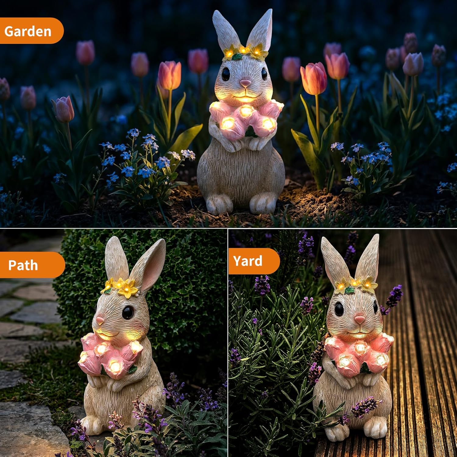 Thumbnail 1 de 2026 All-New Rabbit Solar Garden Statue: LED Rabbit Figurine for Outdoor Decor