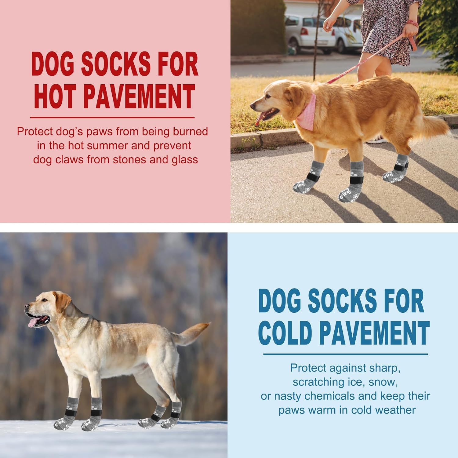 Detalle 2 de EXPAWLORER Dog Socks with Grips – XL, Double-Sided Anti-Slip Paw Protectors
