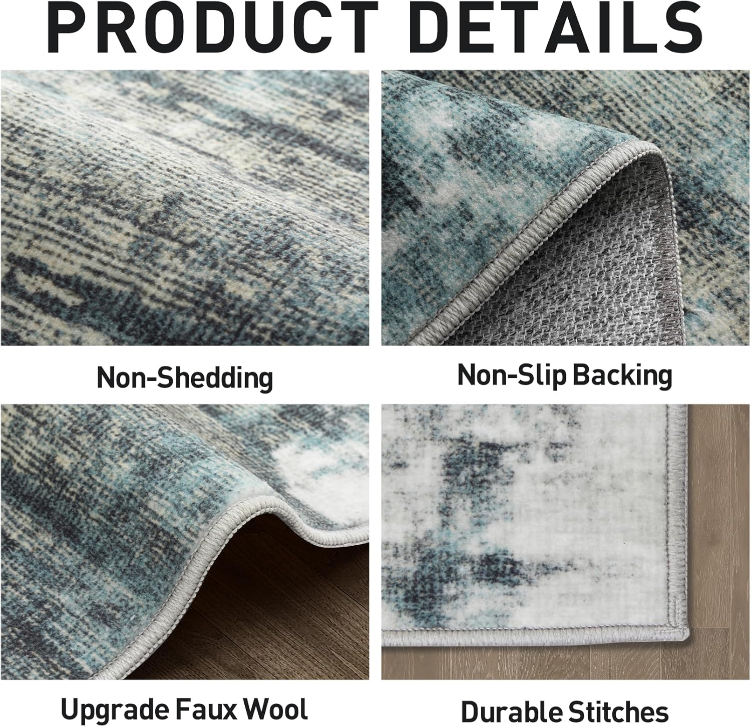 Thumbnail 5 de Gent Drizz 2'6'' x 8' Runner Rug – Washable, Modern Abstract, Non-Slip, Low-Pile Carpet