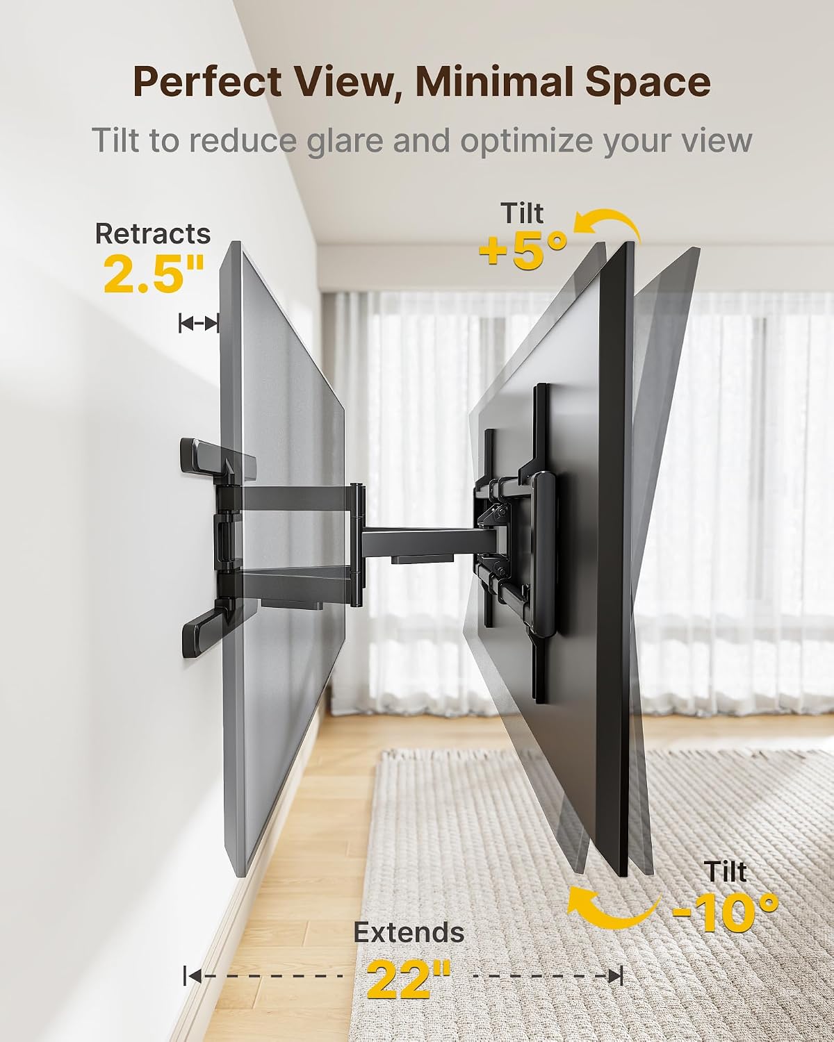 Detalle 2 de monTEK Full Motion TV Wall Mount for 43-90 Inch TVs with 22" Arm Extension