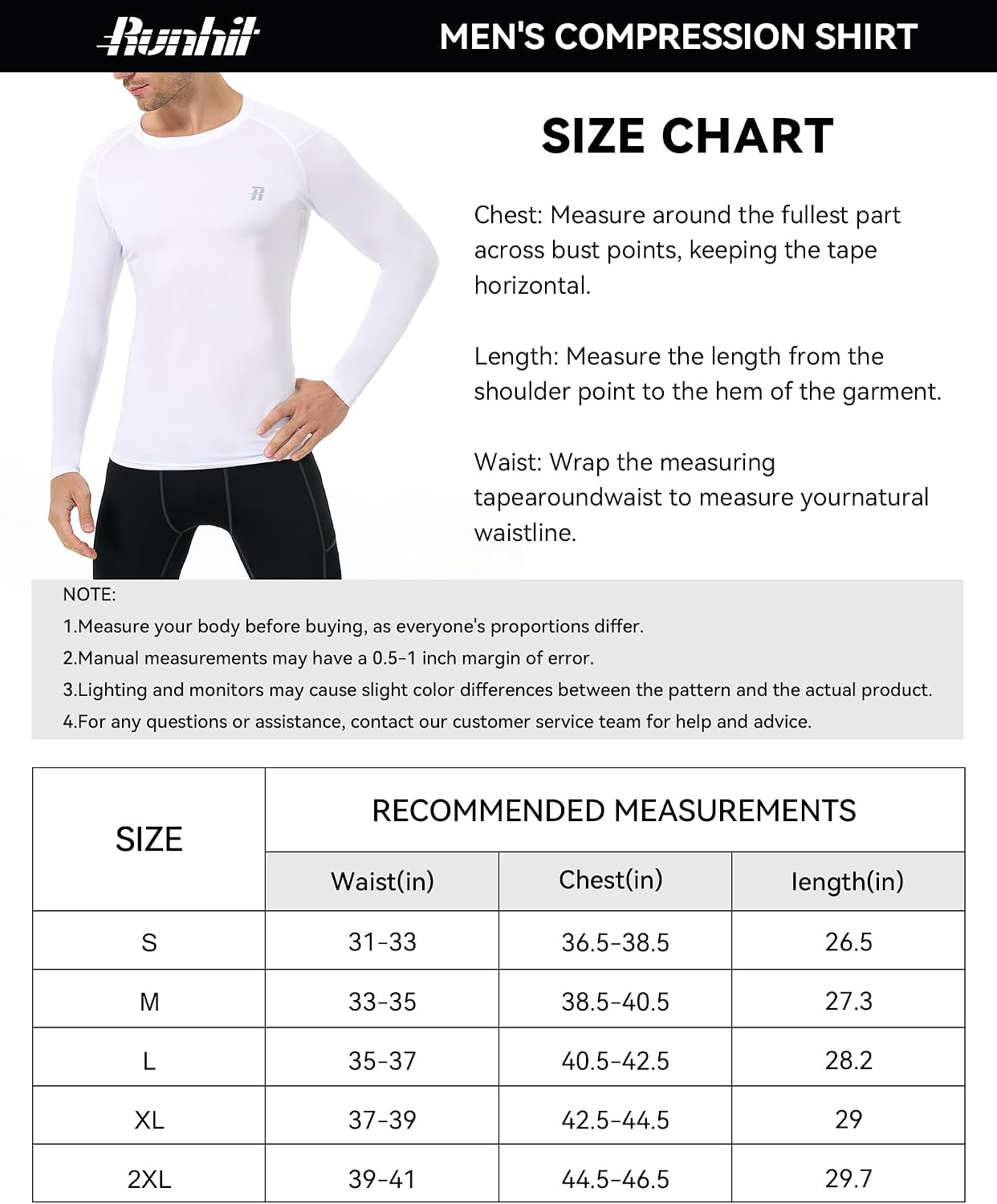 Thumbnail 6 de Runhit Men's Long Sleeve Compression Shirt, UPF 50+ Sports Rash Guard