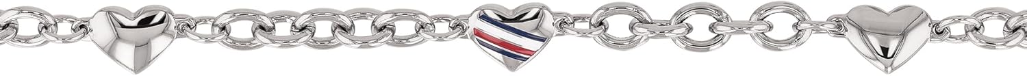 Thumbnail 3 de Tommy Hilfiger Fine Core bracciale da donna in acciaio inox con cuore e bandiera smaltata (16,5 cm)