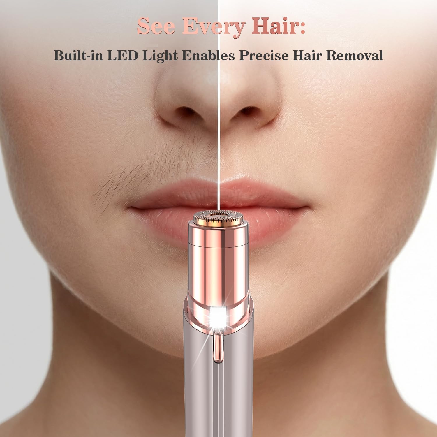 Detalle de Vexloria Facial Hair Remover for Women with Replacement Head – USB Rechargeable Shaver for Face