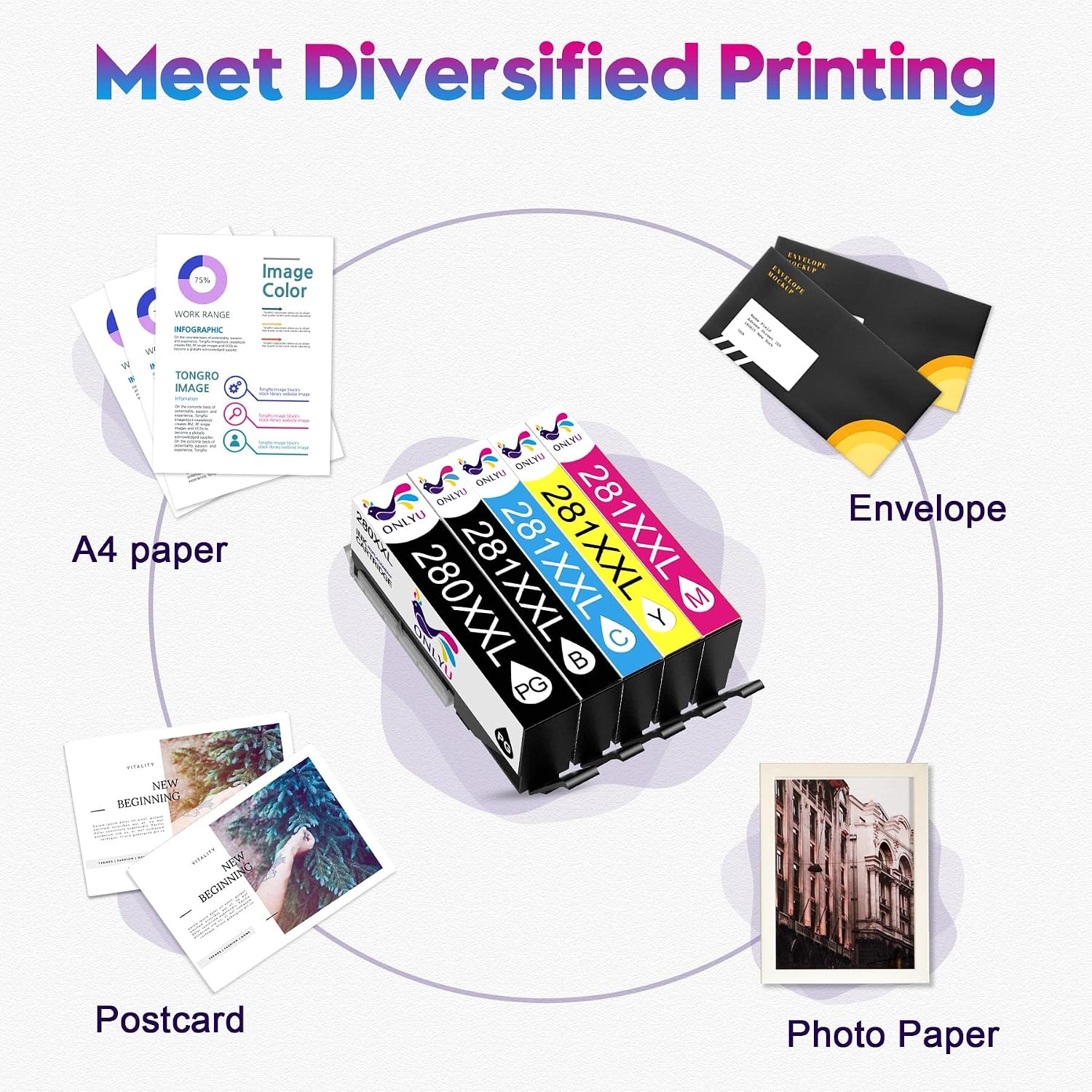Detalle 1 de ONLYU compatible ink cartridges 280XXL