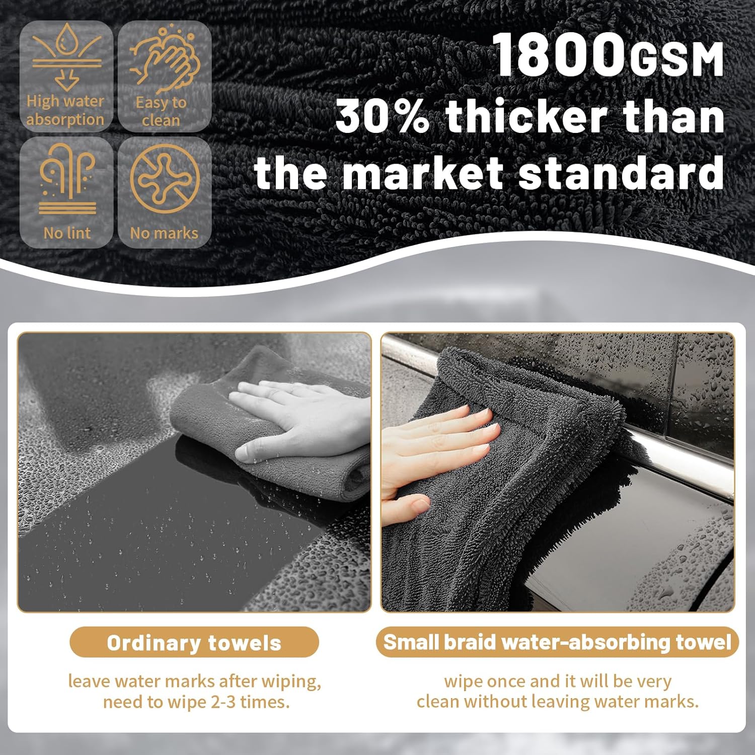 Detalle de Ghguole 1800GSM car drying towel 1800gsm