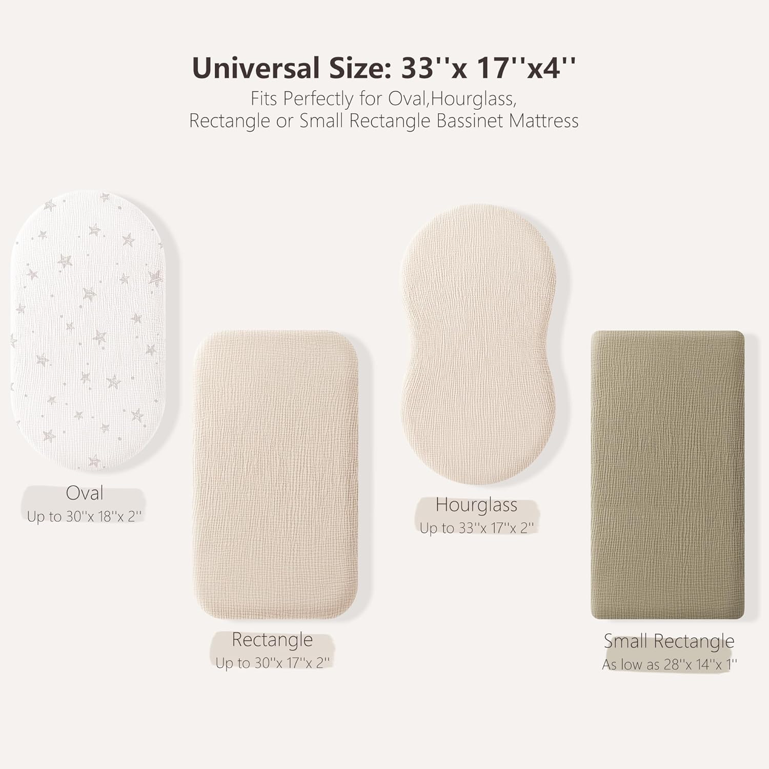 Thumbnail 1 de Muslin Moses Basket Sheets 2 Pack (100% Cotton) – Next to Me style fitted cot sheets, 83x43cm