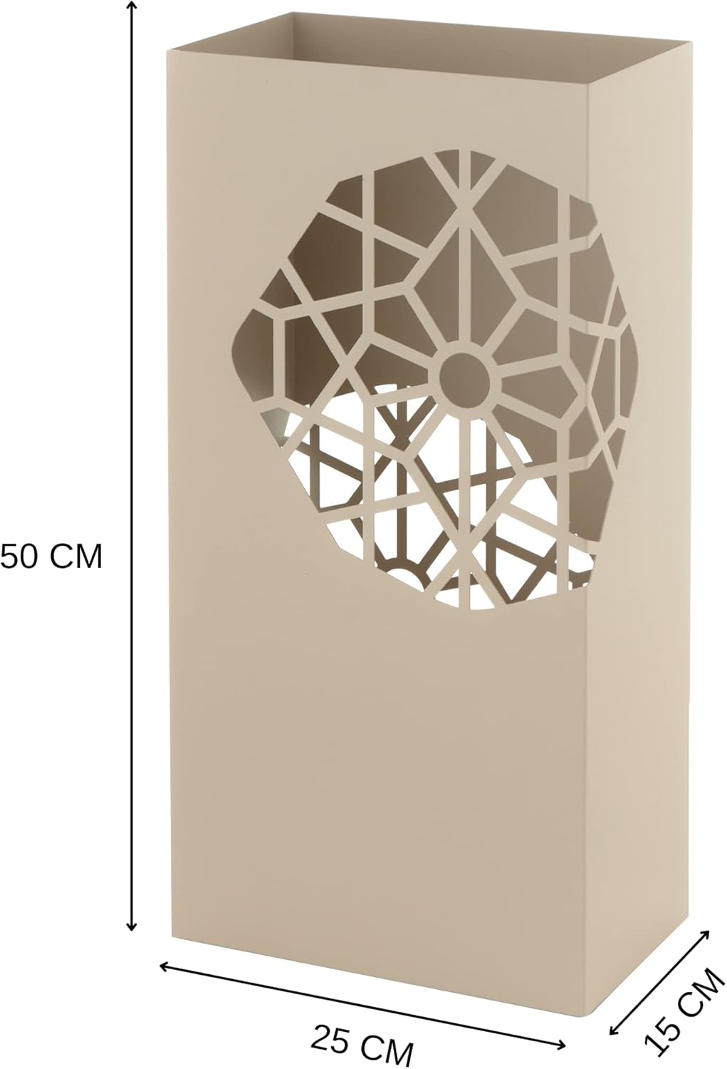 Thumbnail 1 de Baroni Home Portaombrelli Design Moderno in Metallo Squadrato con 2 ganci e vaschetta scolapioggia rimovibile (tortora)