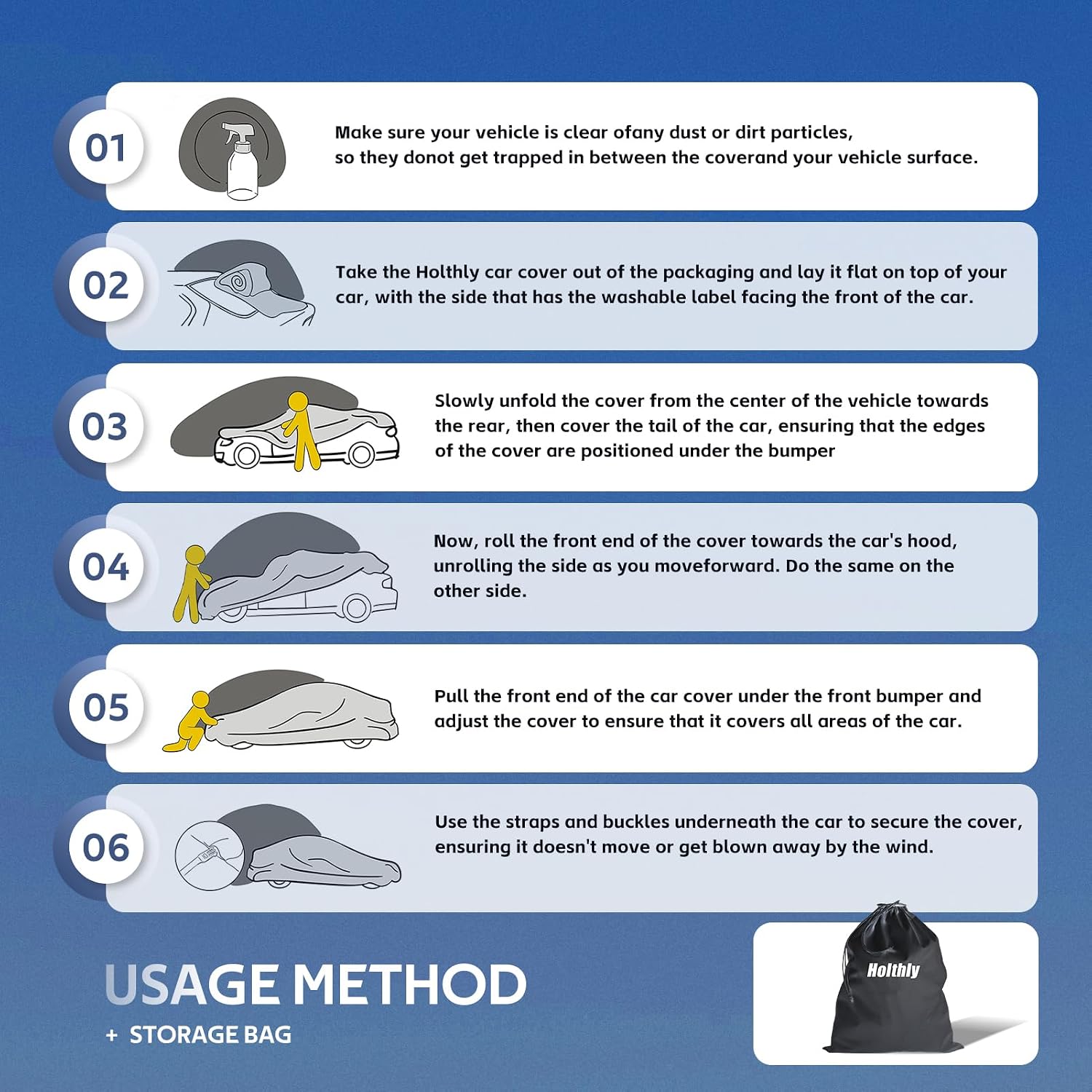 Thumbnail 6 de Holthly 10-Layer Custom Fit Car Cover for Toyota Sienna (2010-2024) — All-Weather Waterproof Protection