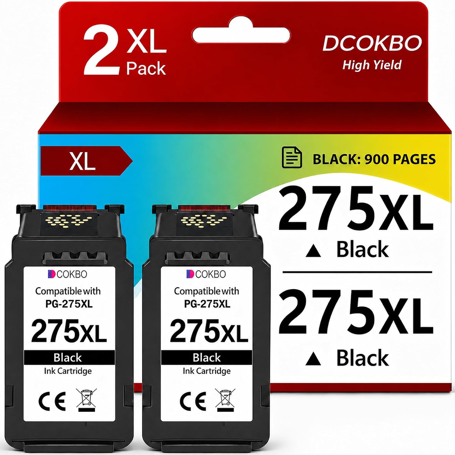 PG-275XL-Compatible Black Ink Cartridges, 2-Pack