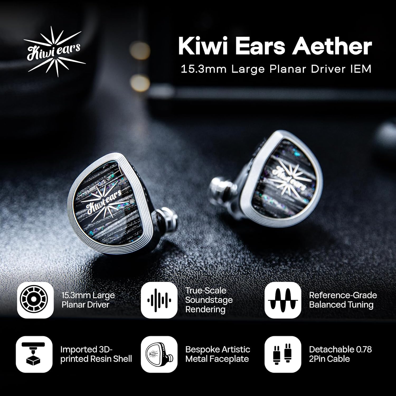 Detalle 2 de Linsoul Kiwi Ears Aether 15.3mm planar IEM