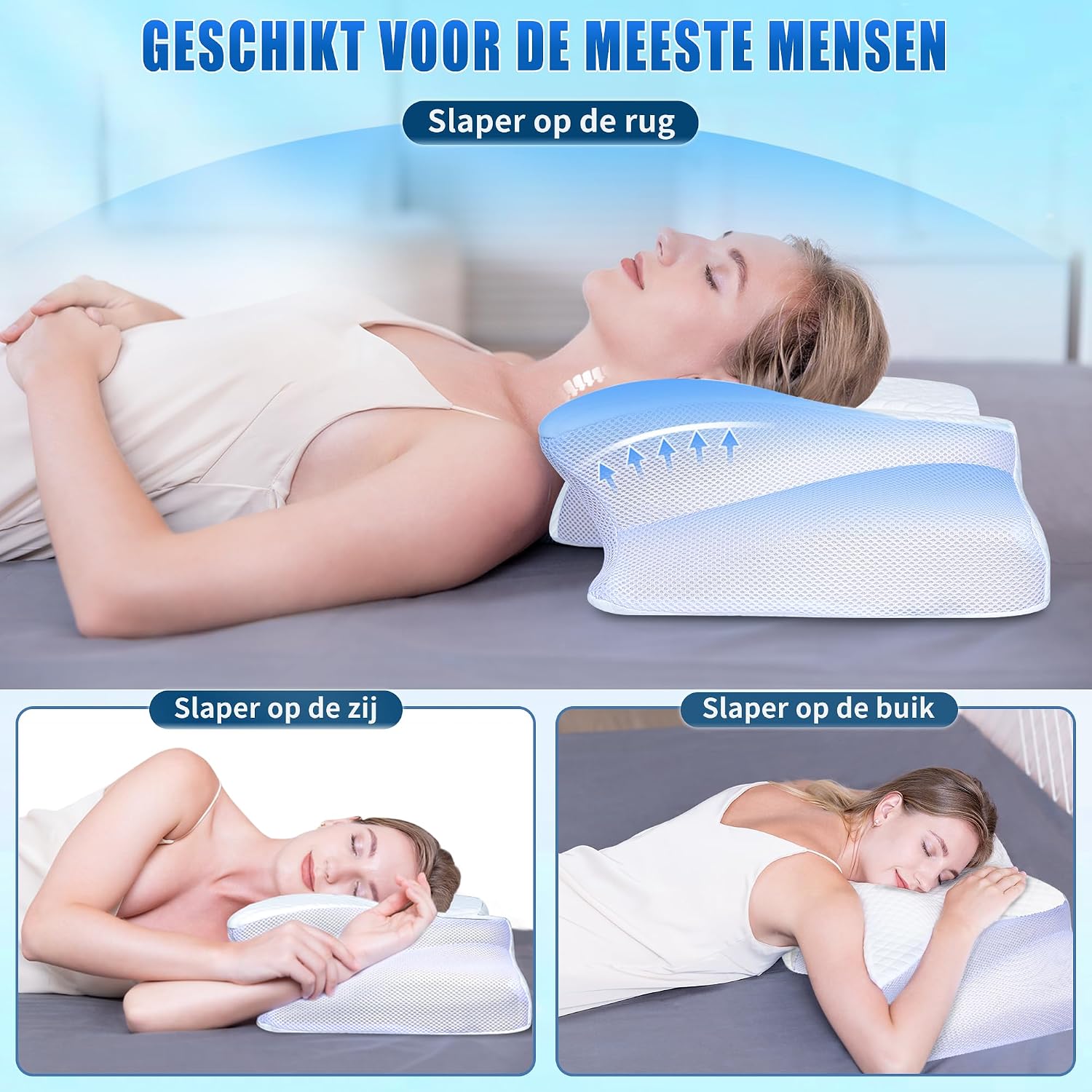 Thumbnail 6 de SAHEYER MFP020 ergonomisch nekkussen van traagschuim, 2 hoogtes, wit