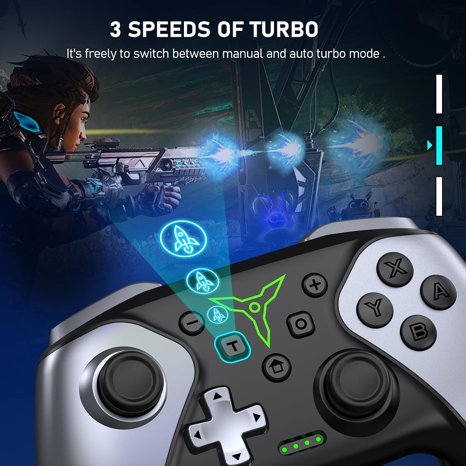 Thumbnail 2 de HELLCOOL Switch Controller kabellos für Switch/Lite/OLED – Pro-Controller mit Macro, Turbo und Dual-Motor-Vibration
