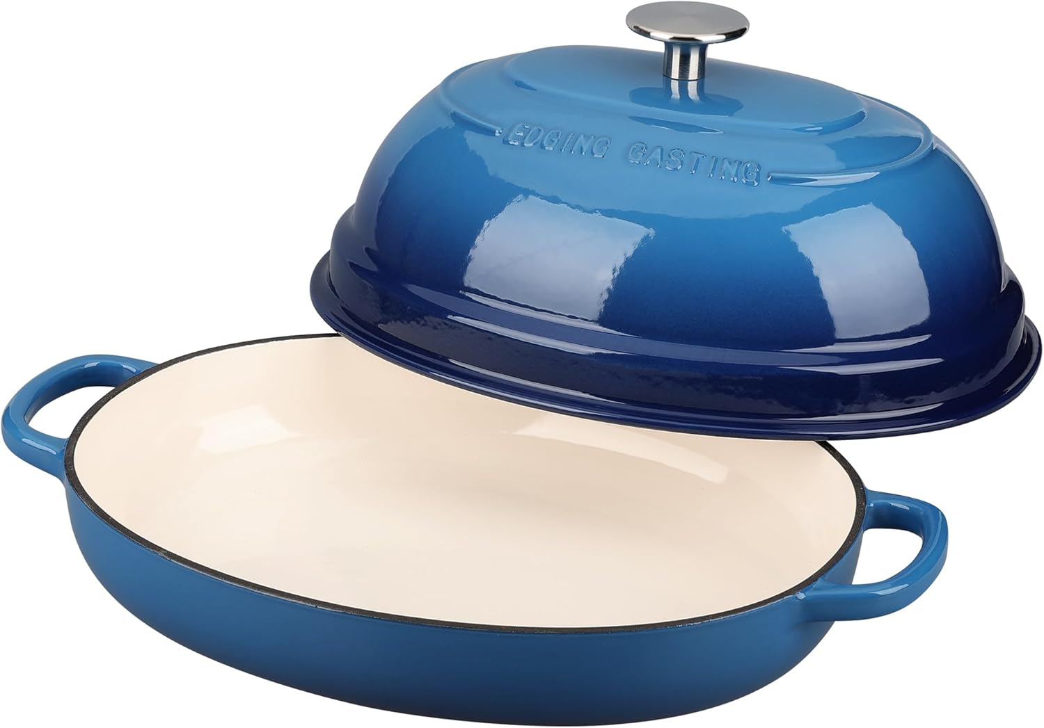 Thumbnail 3 de EDGING CASTING Enameled Oval Cast Iron Dutch Oven Bread Pot, 6QT (Lake Blue)