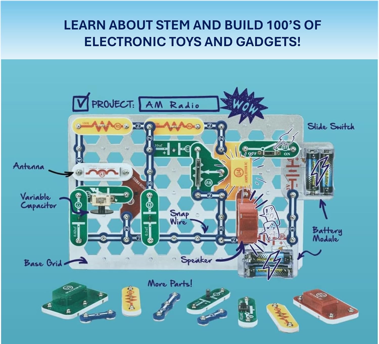 Detalle 2 de Snap Circuits Classic SC-300 electronics kit — 300 projects 🧩