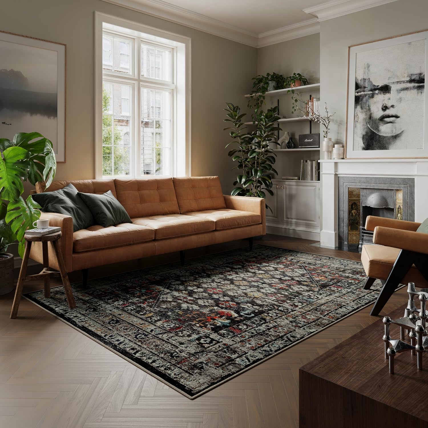 Thumbnail 1 de artyrugs Artyrugs Machine Washable Rug 200x290cm in Opal Charcoal (75% Recycled Cotton, Short Pile)