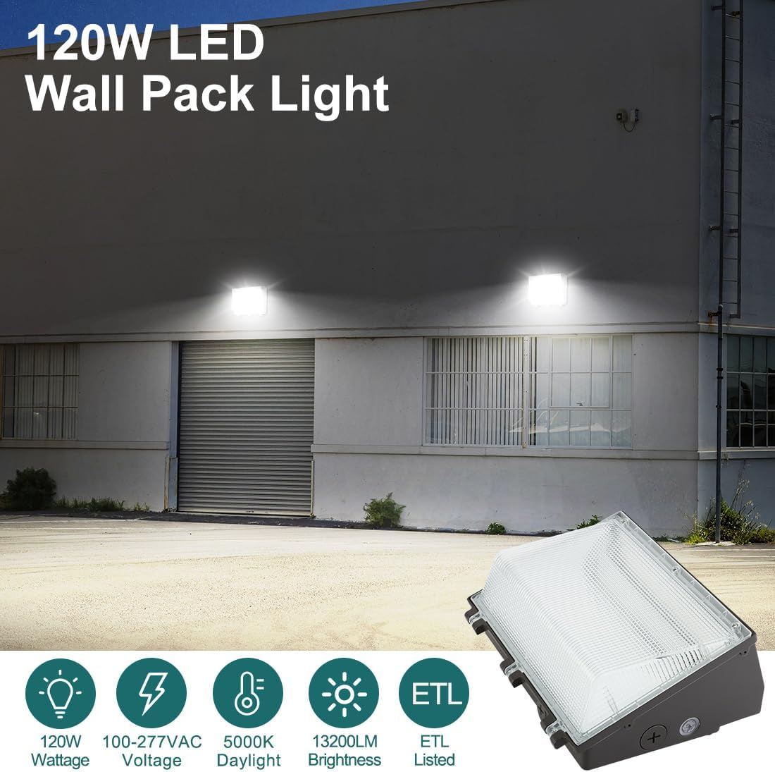 Detalle 2 de kadision Kadision-WP-120B-277-50K-P LED Wall Pack, 120W, 13,200 lm