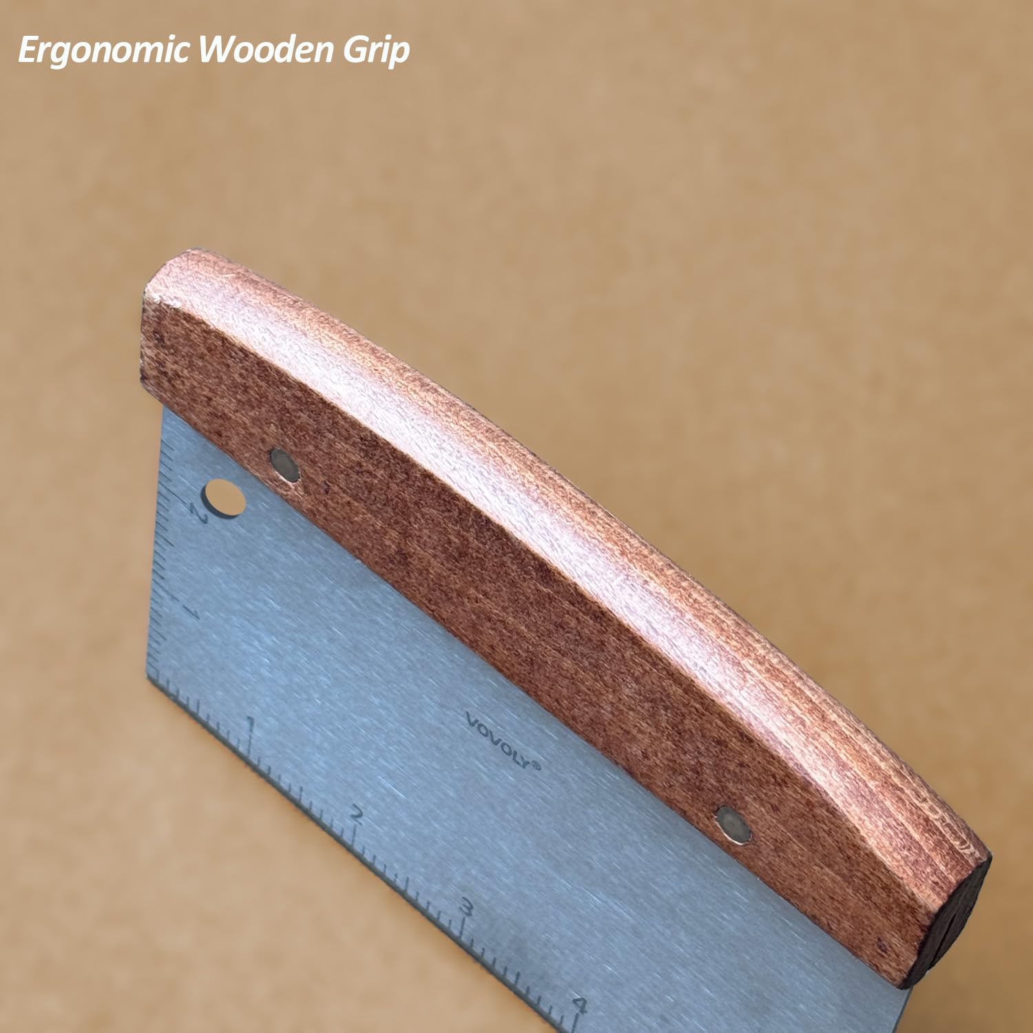 Detalle de Vovoly 229 Bench Scraper with Stainless Steel Blade and Wood Handle