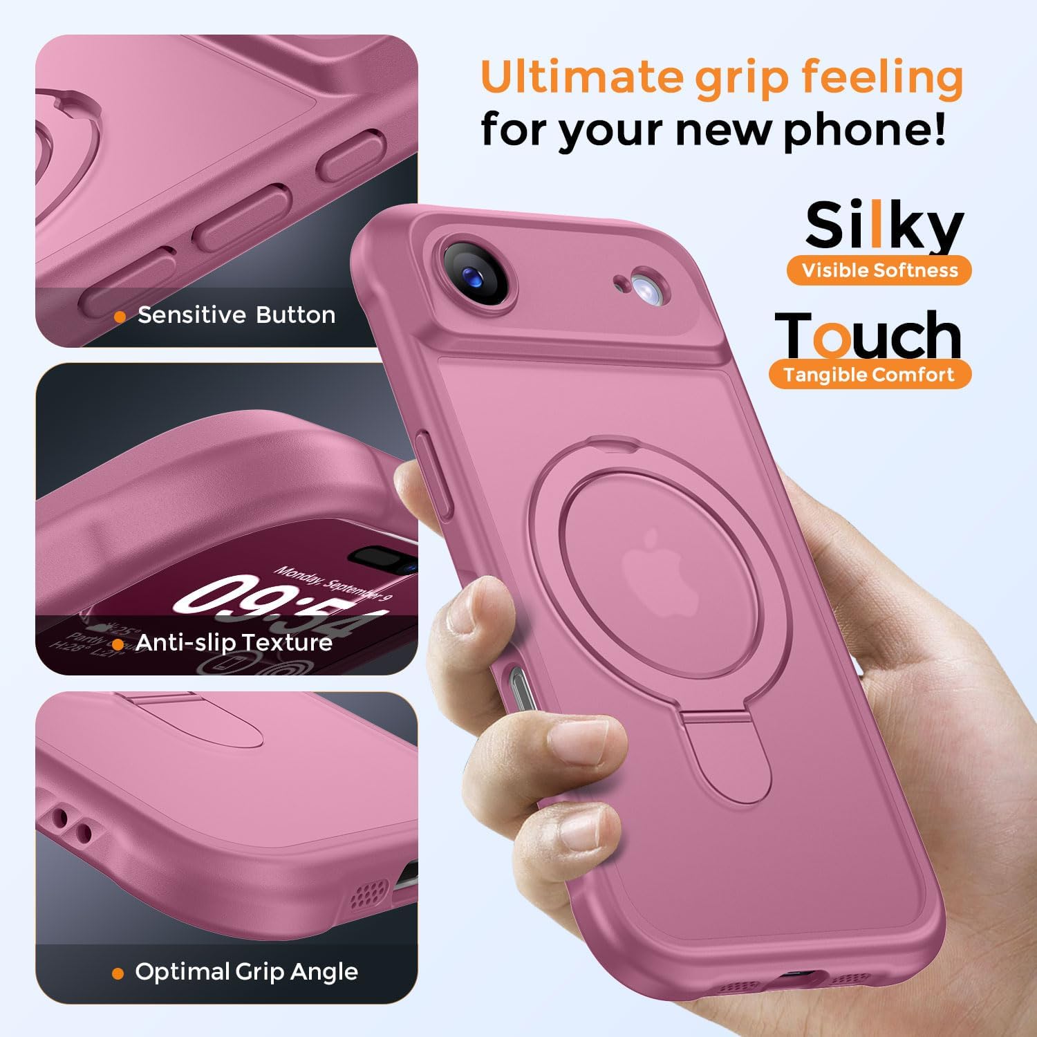 Detalle 2 de MOCCA Design for iPhone 17 Pro Case with MagSafe, Invisible Magnetic Ring Stand & Military Drop Protection (Lavender Purple)