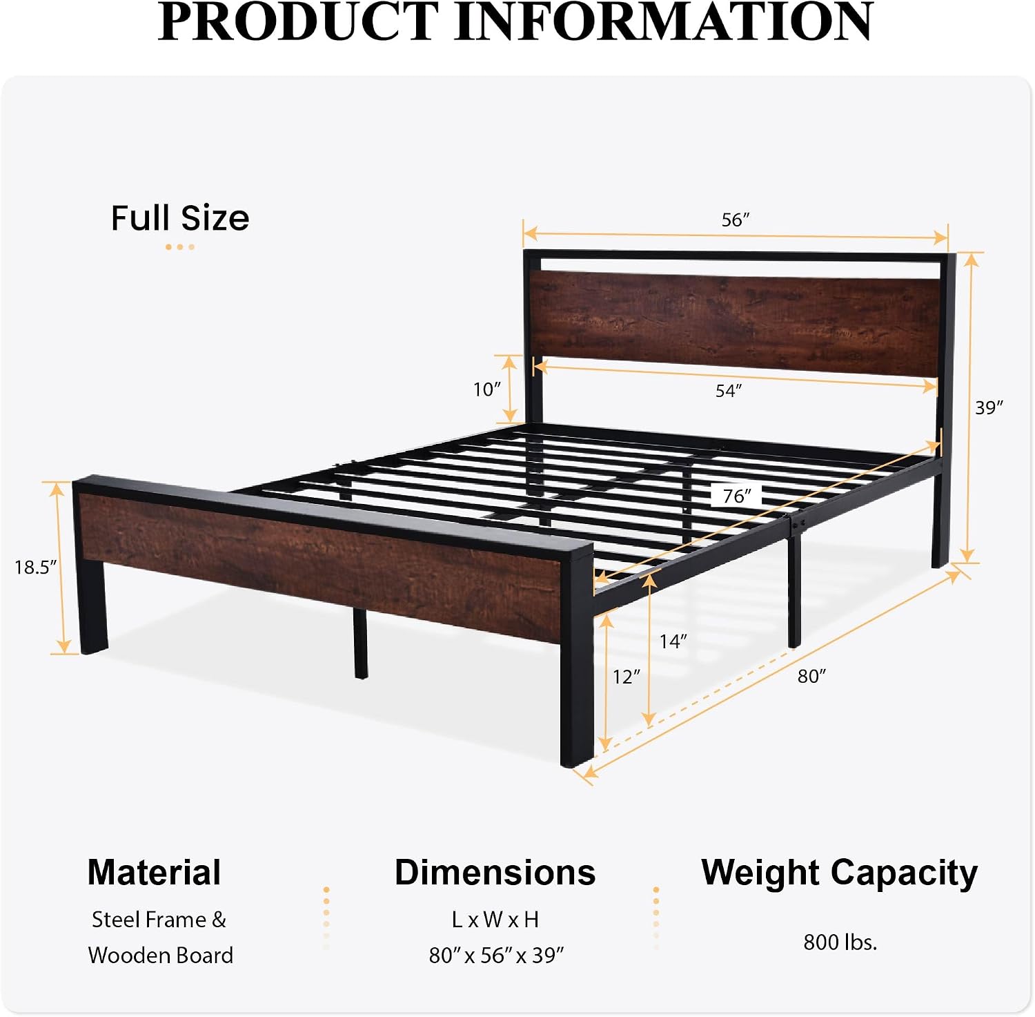 Detalle 2 de SHA CERLIN Metal Platform Bed Frame, 14-Inch