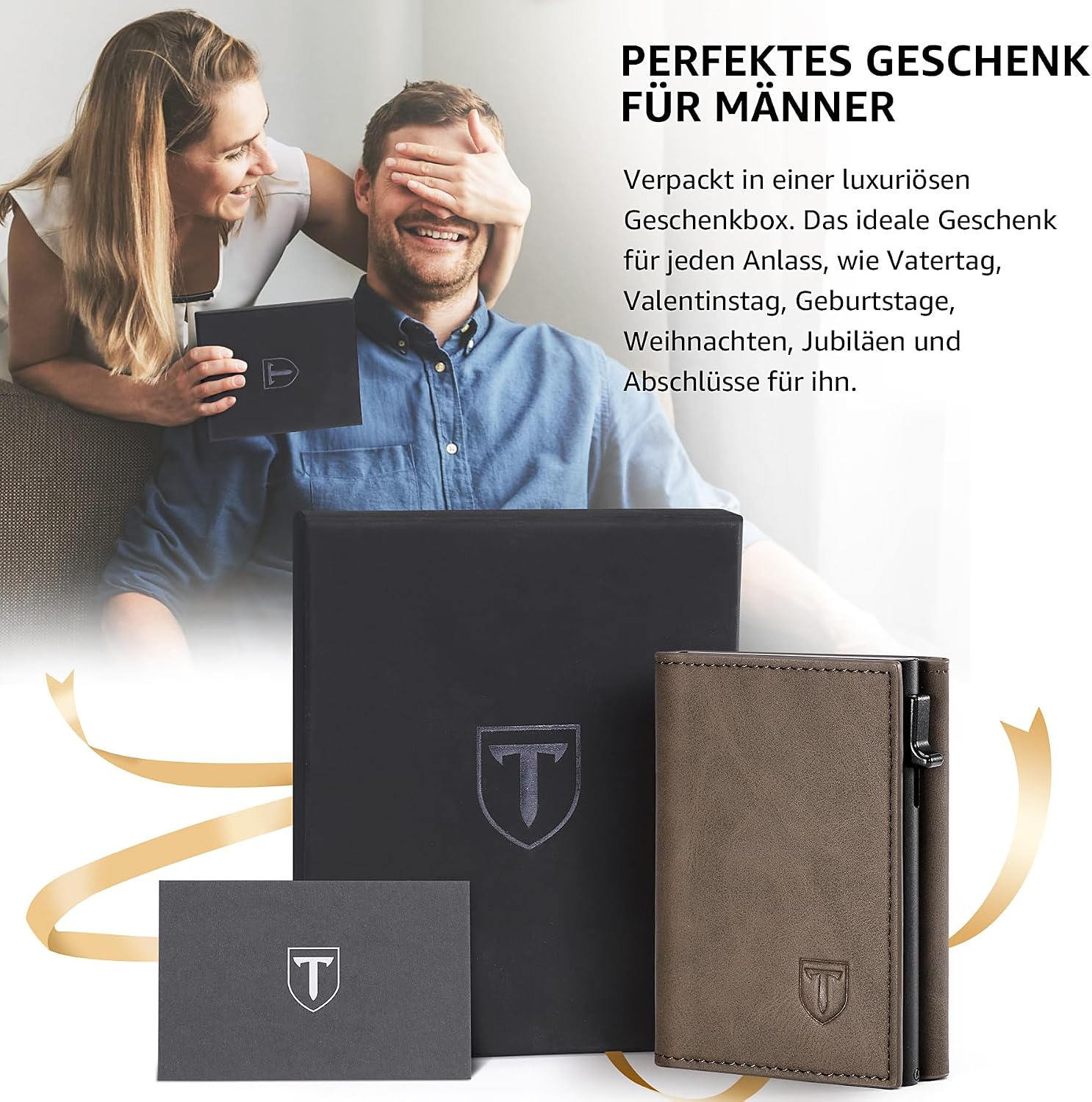 Thumbnail 6 de Tomylv Geldbörse Herren – Slim Wallet RFID Schutz aus Leder, Braun