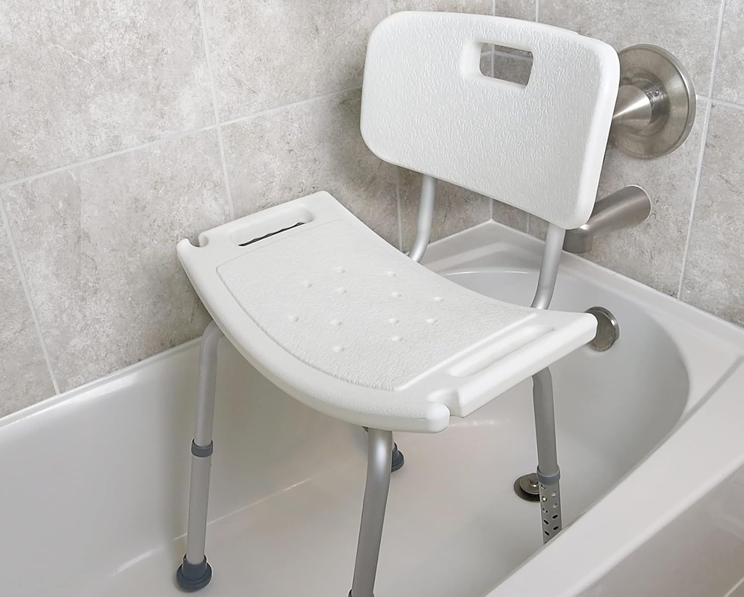 Detalle de Vaunn M725N-AAWH-CHVM Adjustable Shower Chair with Removable Back