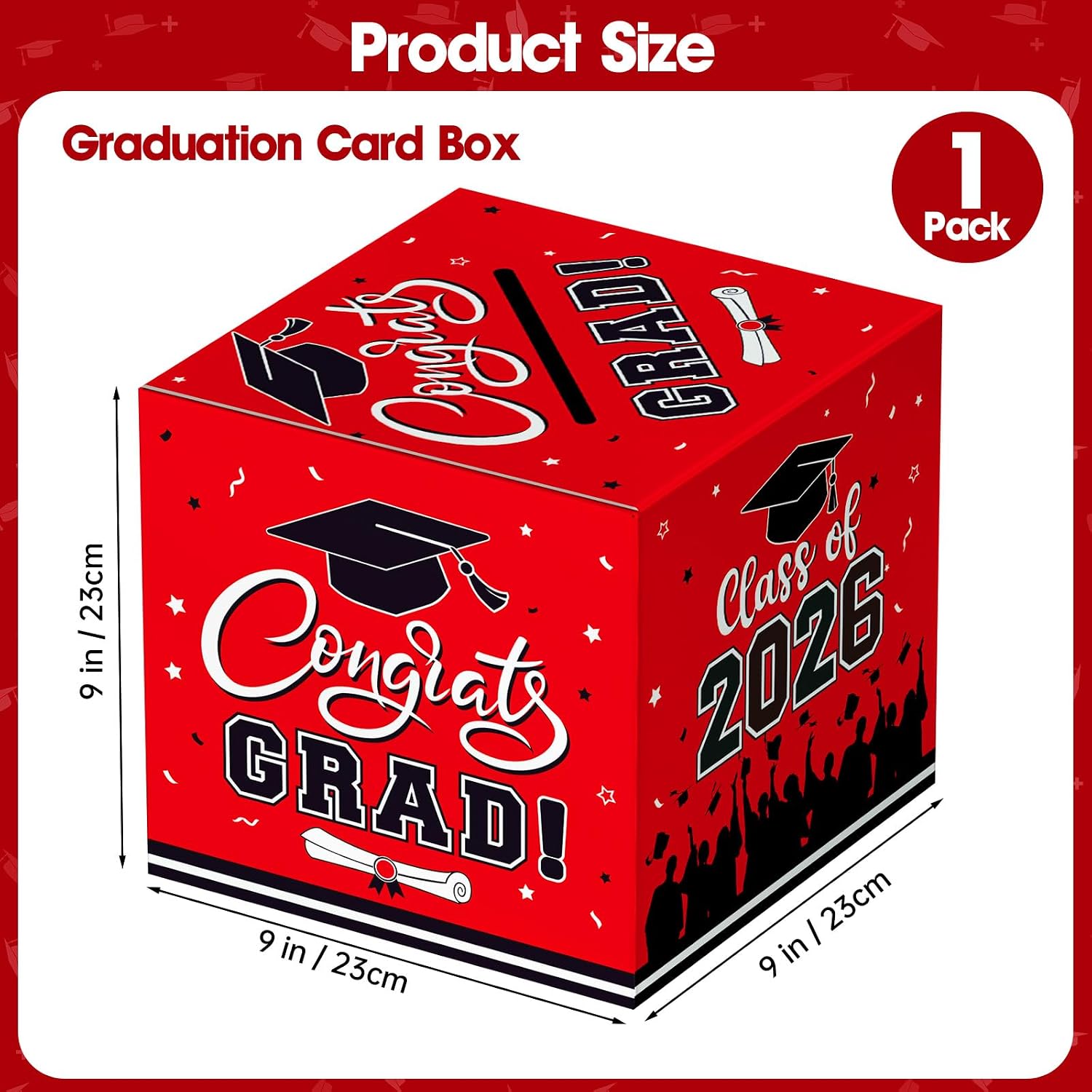 Detalle de PERFQU Graduation Card Box 2026 – Class of 2026 Red & Black Card Holder for Graduation Party Decor