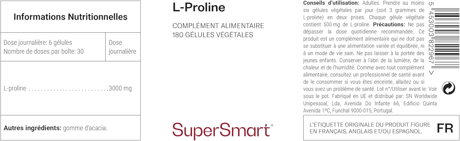 Thumbnail 2 de L-Proline (acide aminé) SuperSmart : soutien cicatrisation, collagène, ongles et cheveux